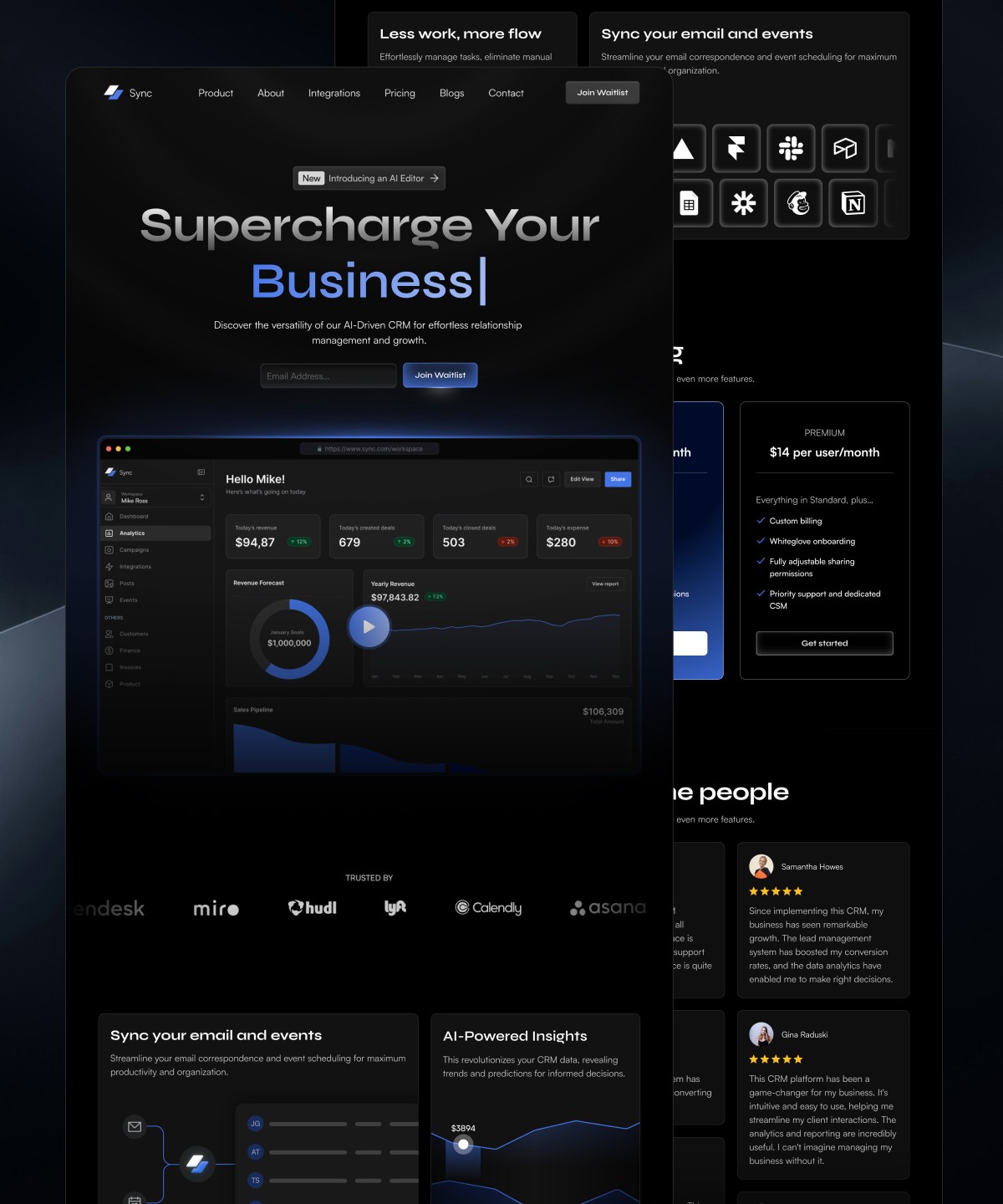 Screenshot of Synccrm website