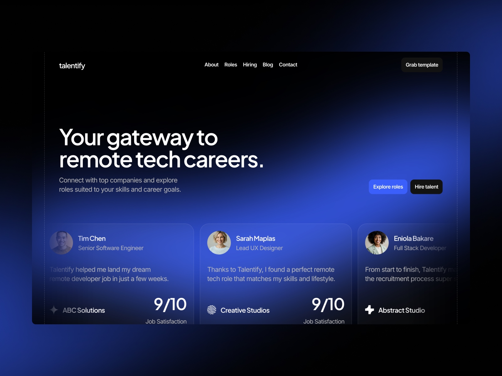 Screenshot of Talentify website