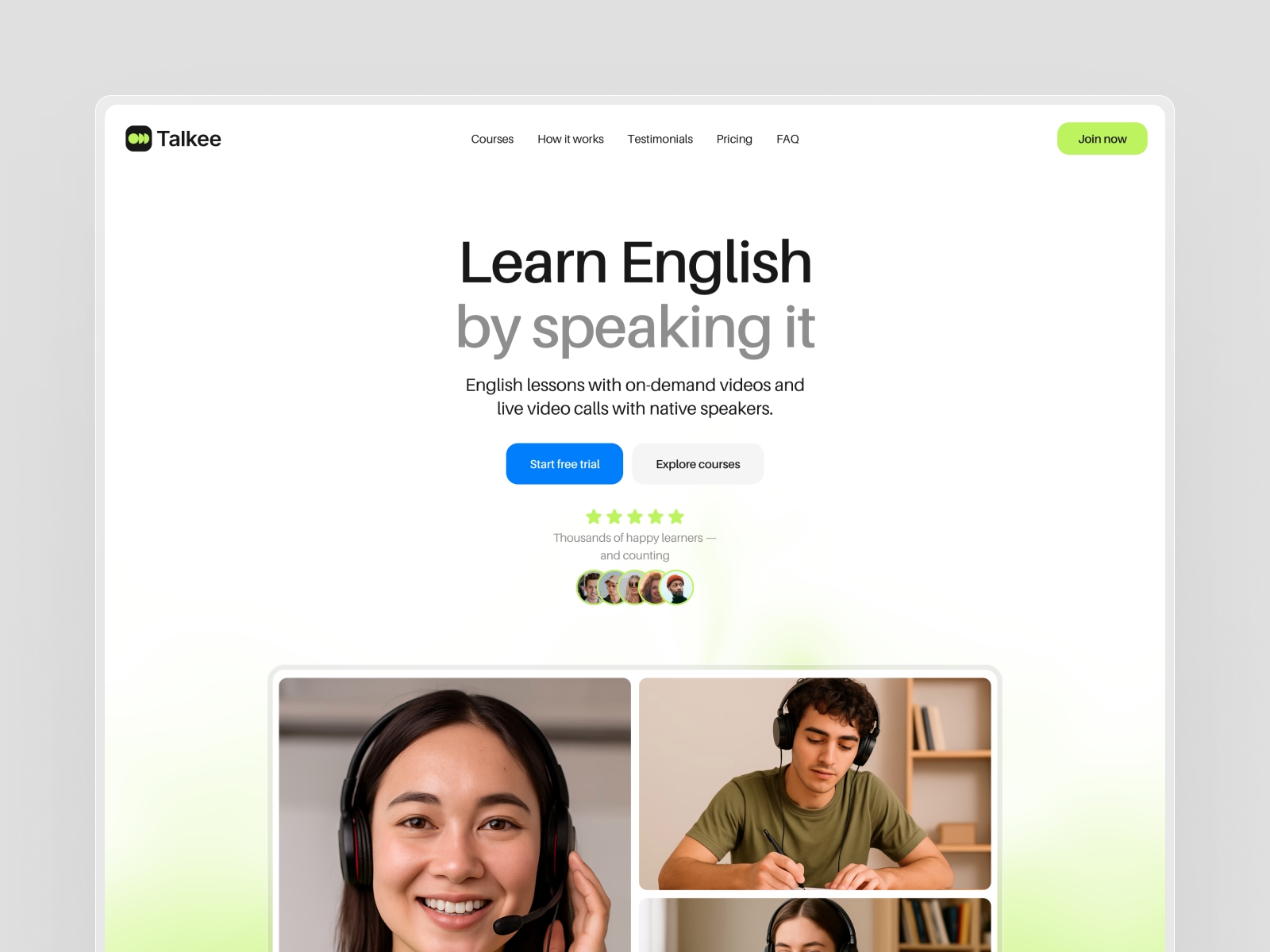 Screenshot of Talkee website