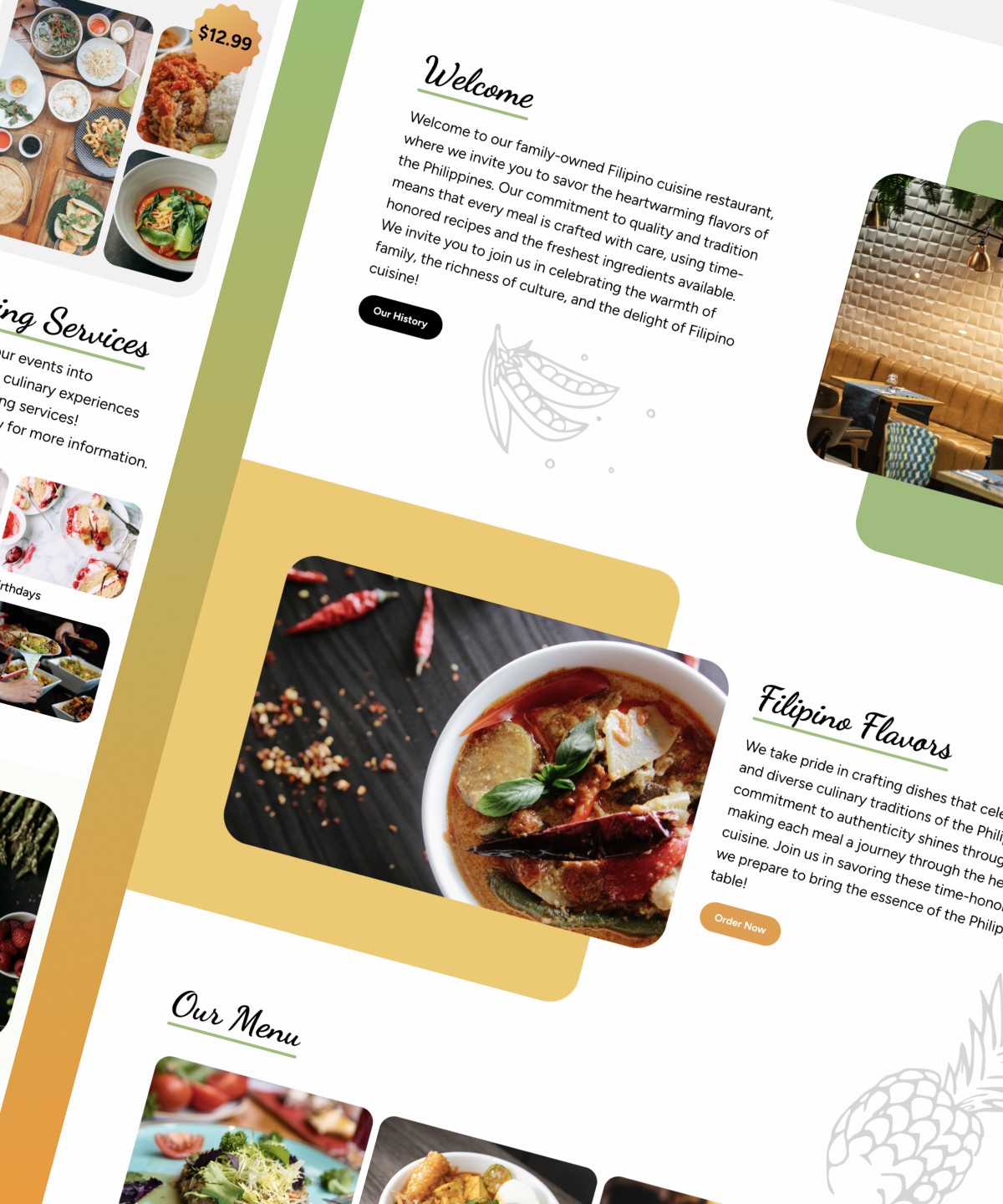 Screenshot of Tangerine restaurant template website