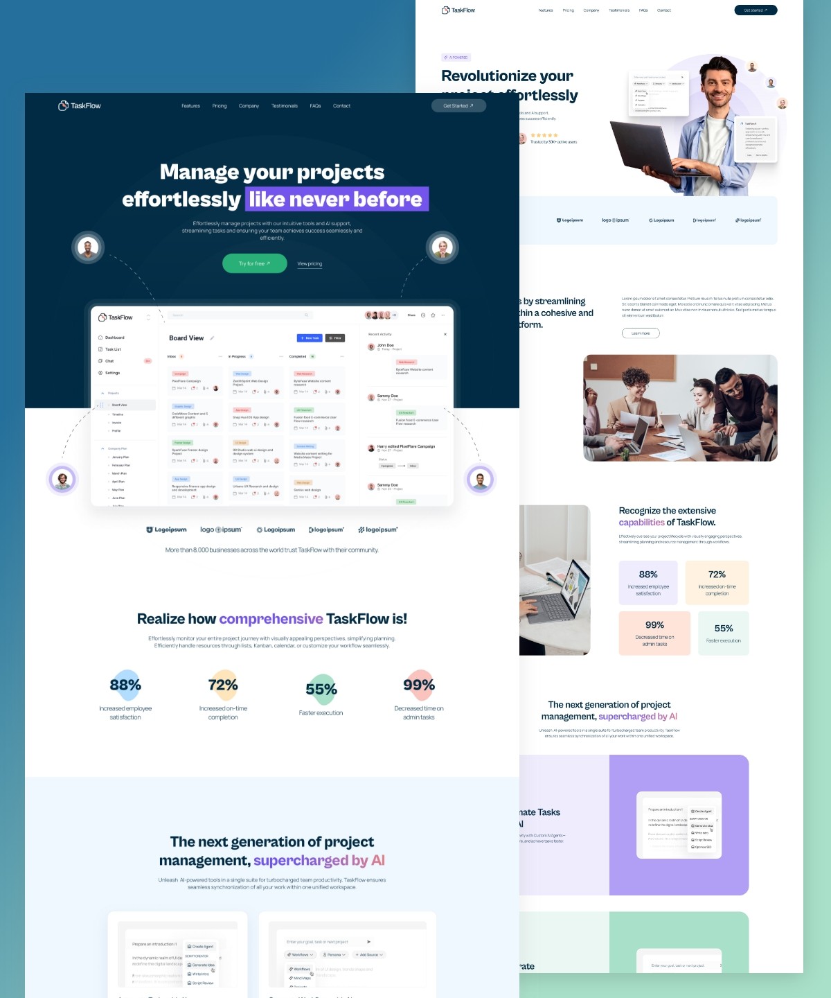 Screenshot of Taskflow saas product template website
