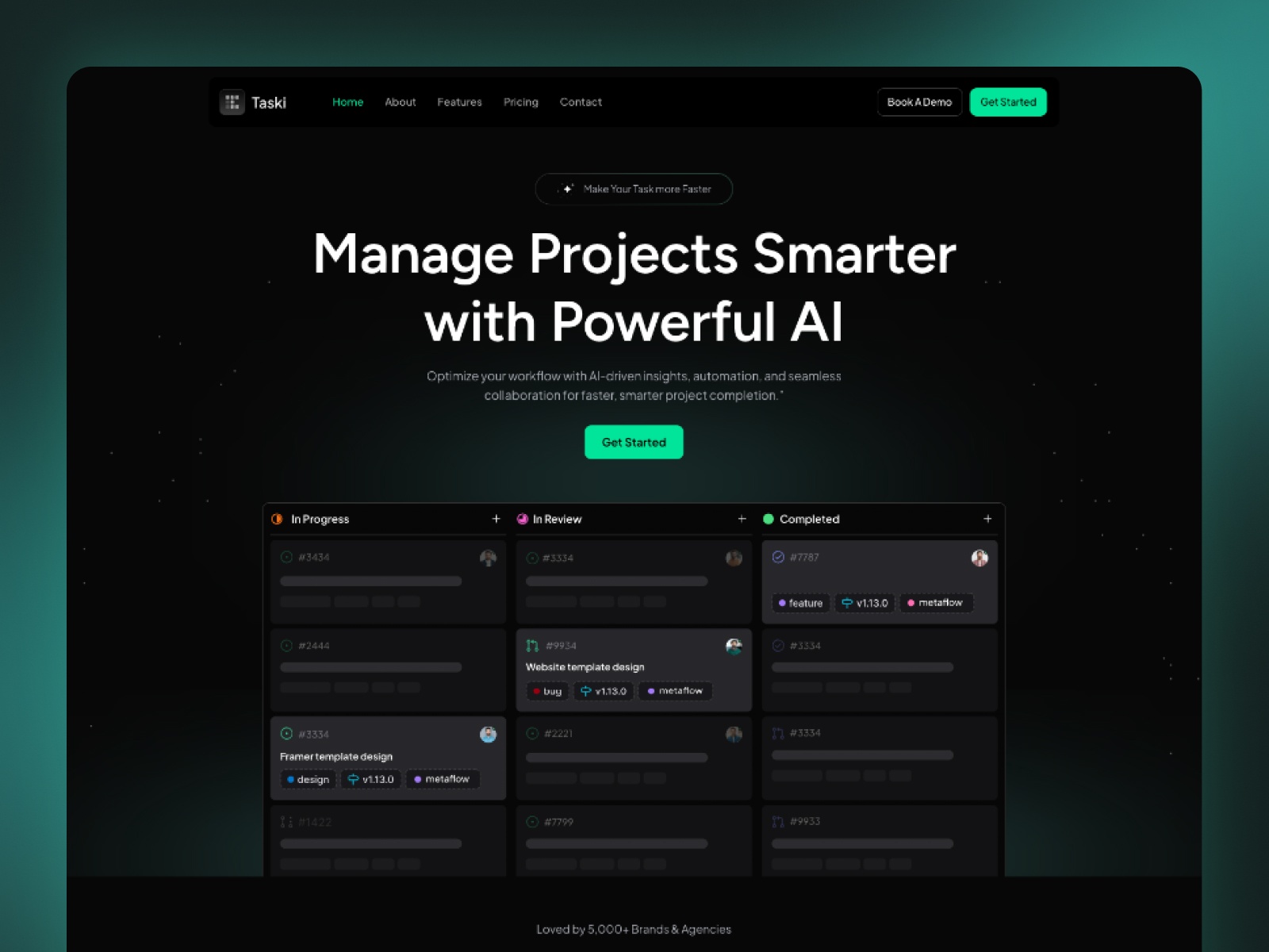 Screenshot of Taski website
