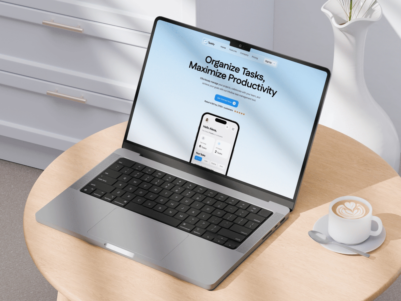 Screenshot of Tasklly website