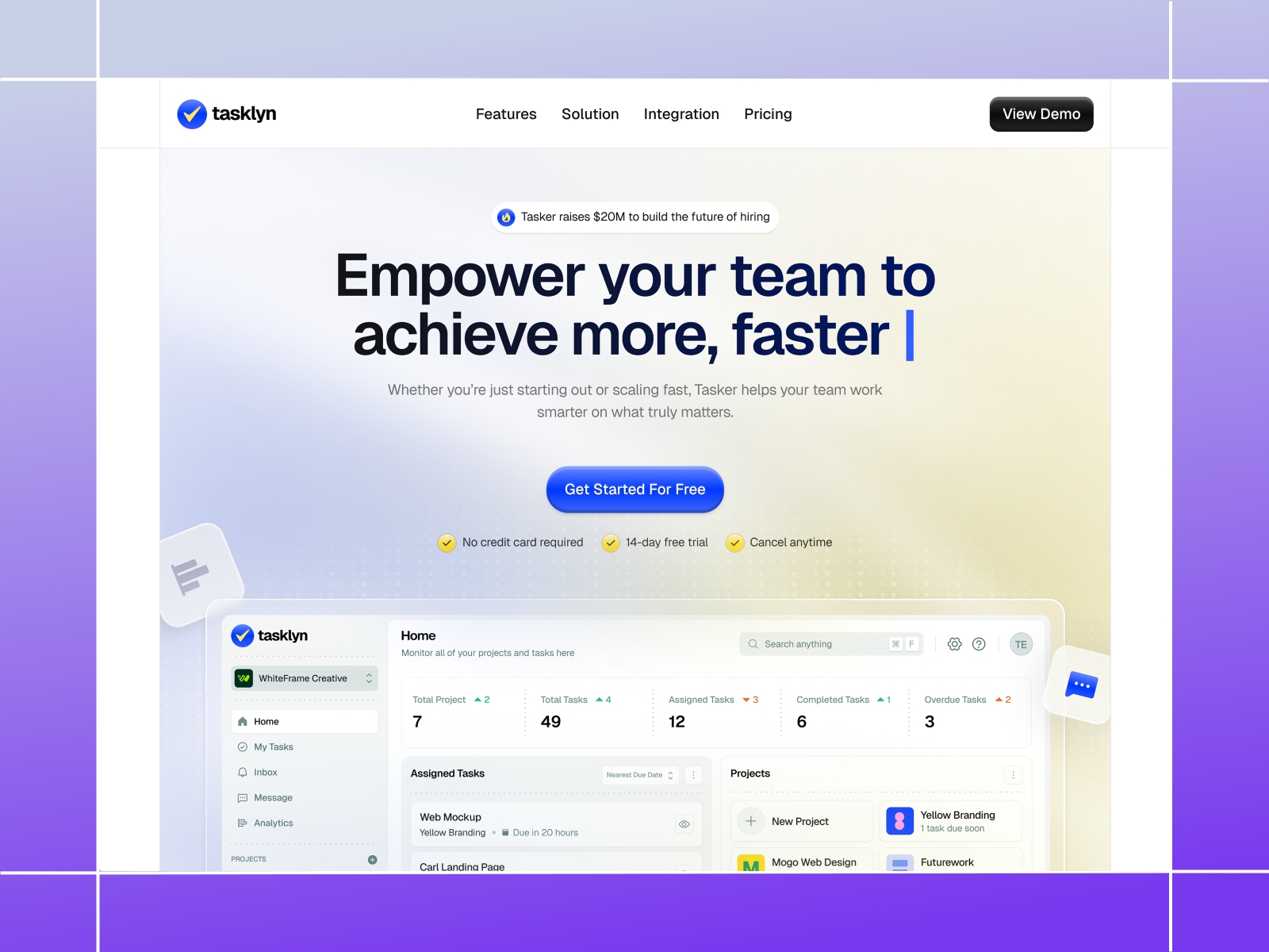 Screenshot of Tasklyn website