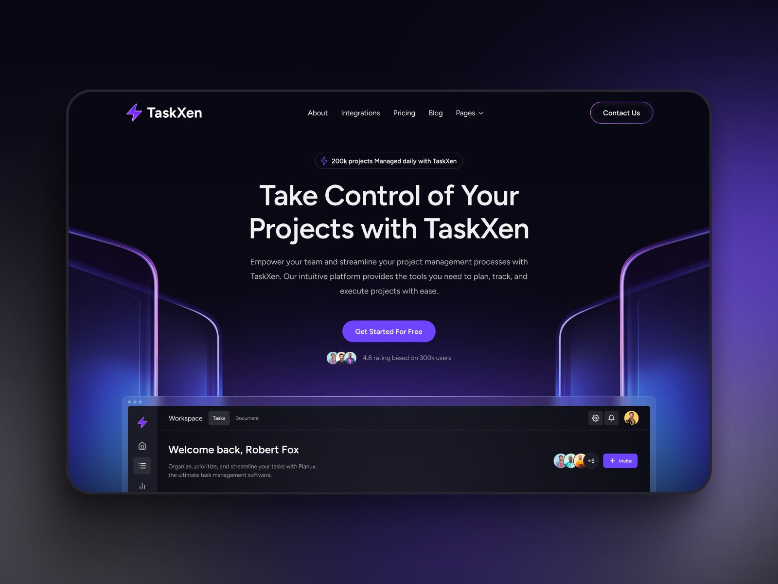 Screenshot of Taskxen website
