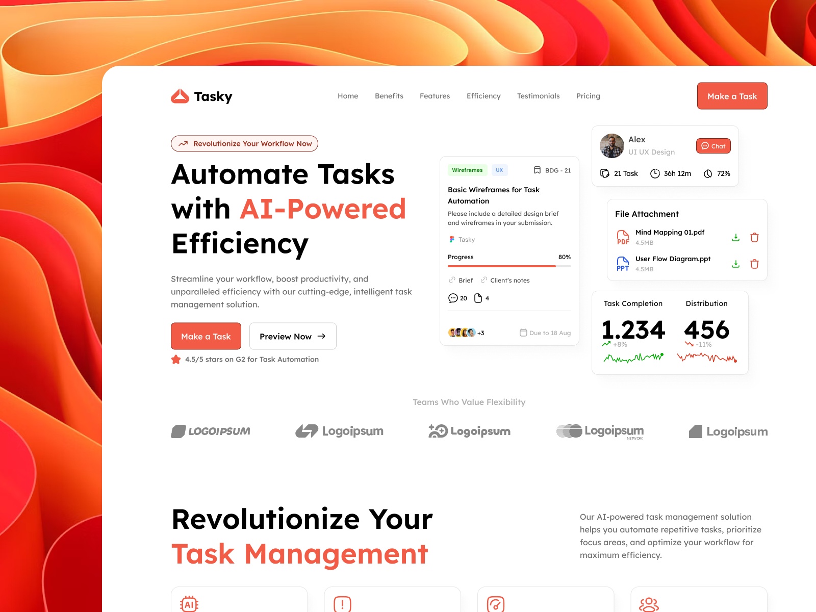 Screenshot of Tasky website