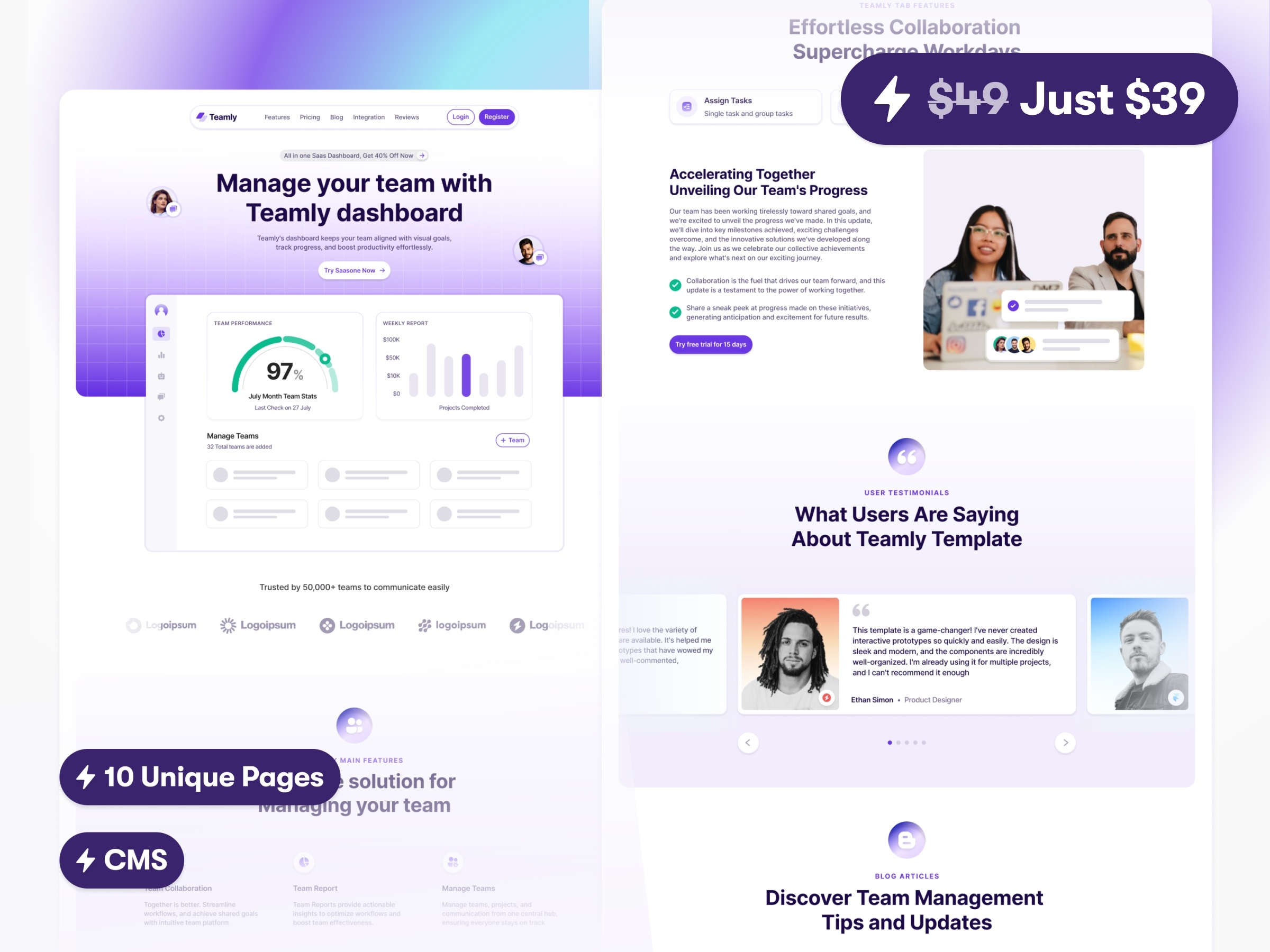 Screenshot of Teamly website