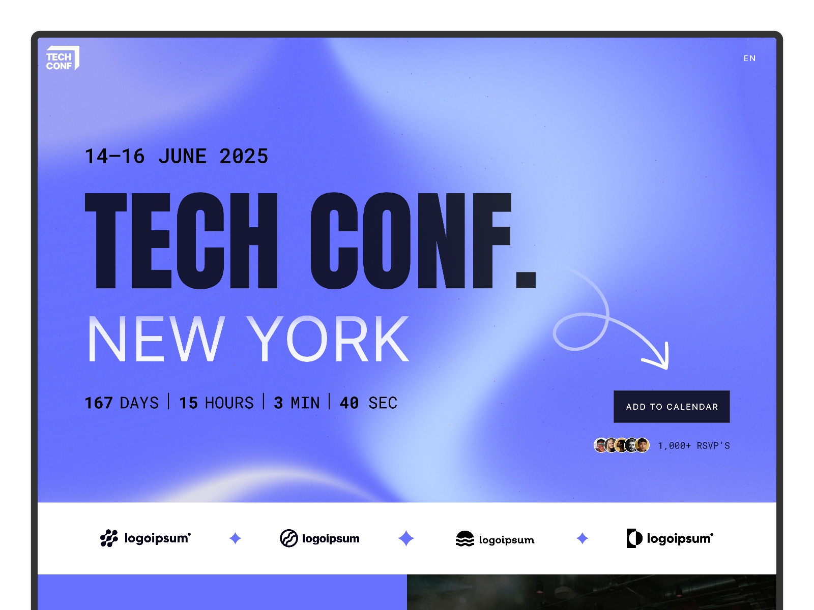 Screenshot of Tech conf website