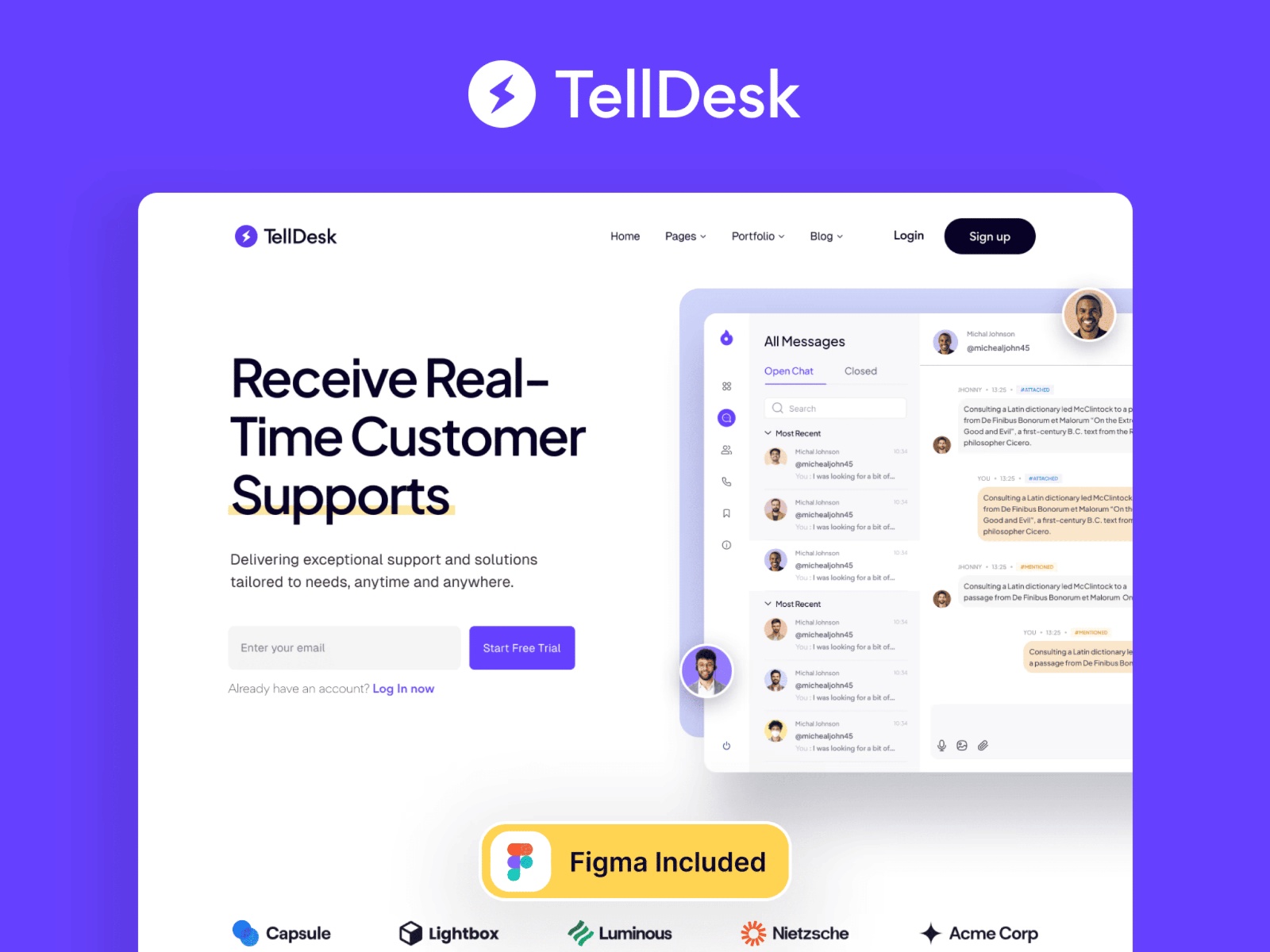 Screenshot of Telldesk website