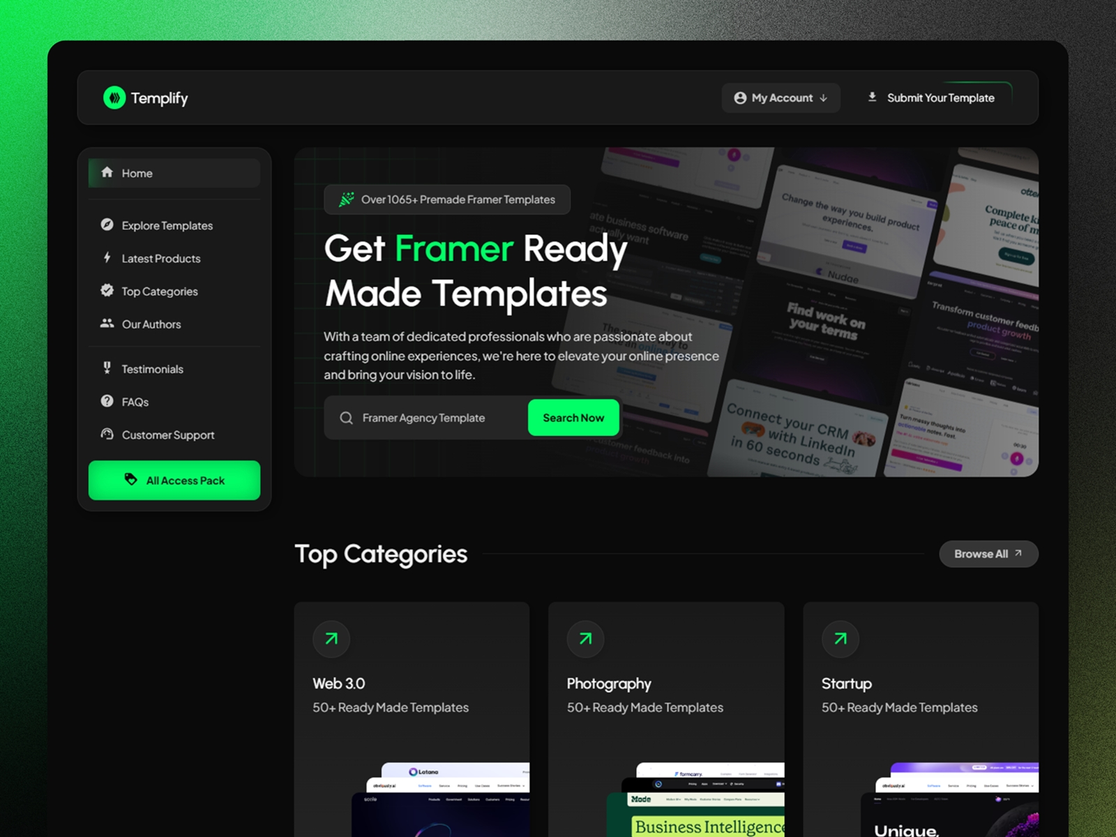 Screenshot of Templify website