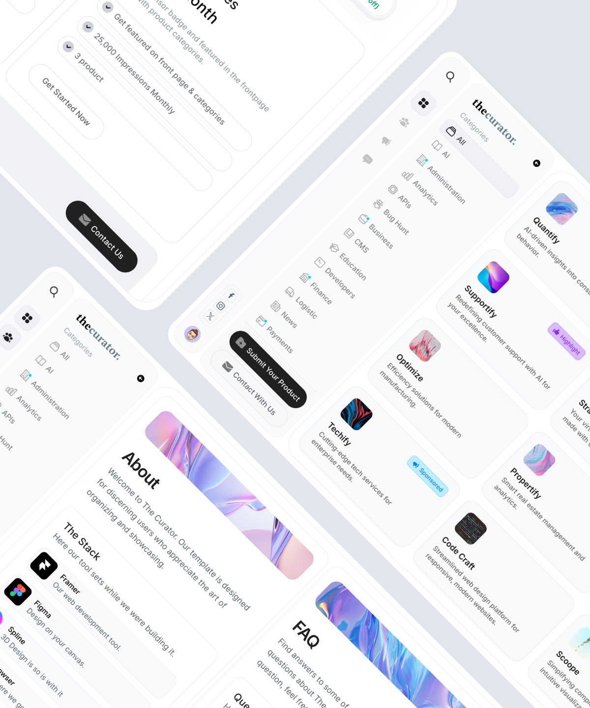 Screenshot of The curator website