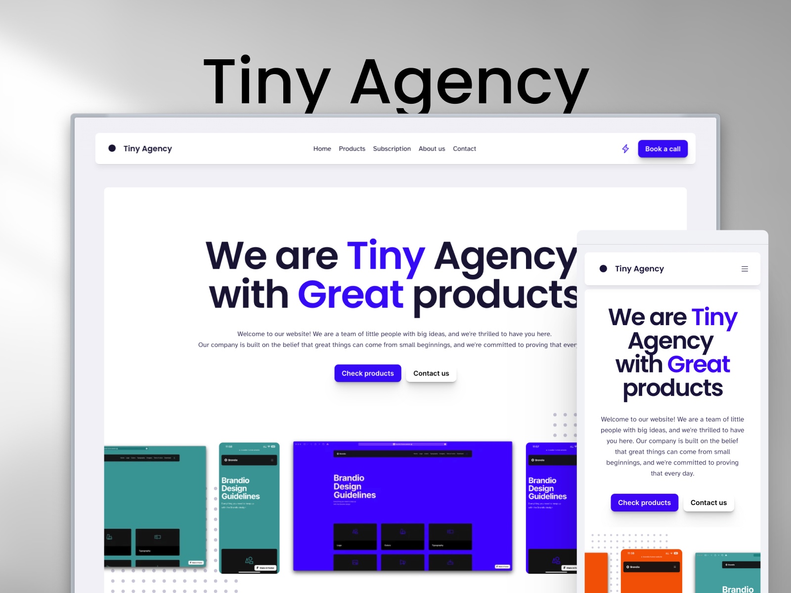 Screenshot of Tiny agency website