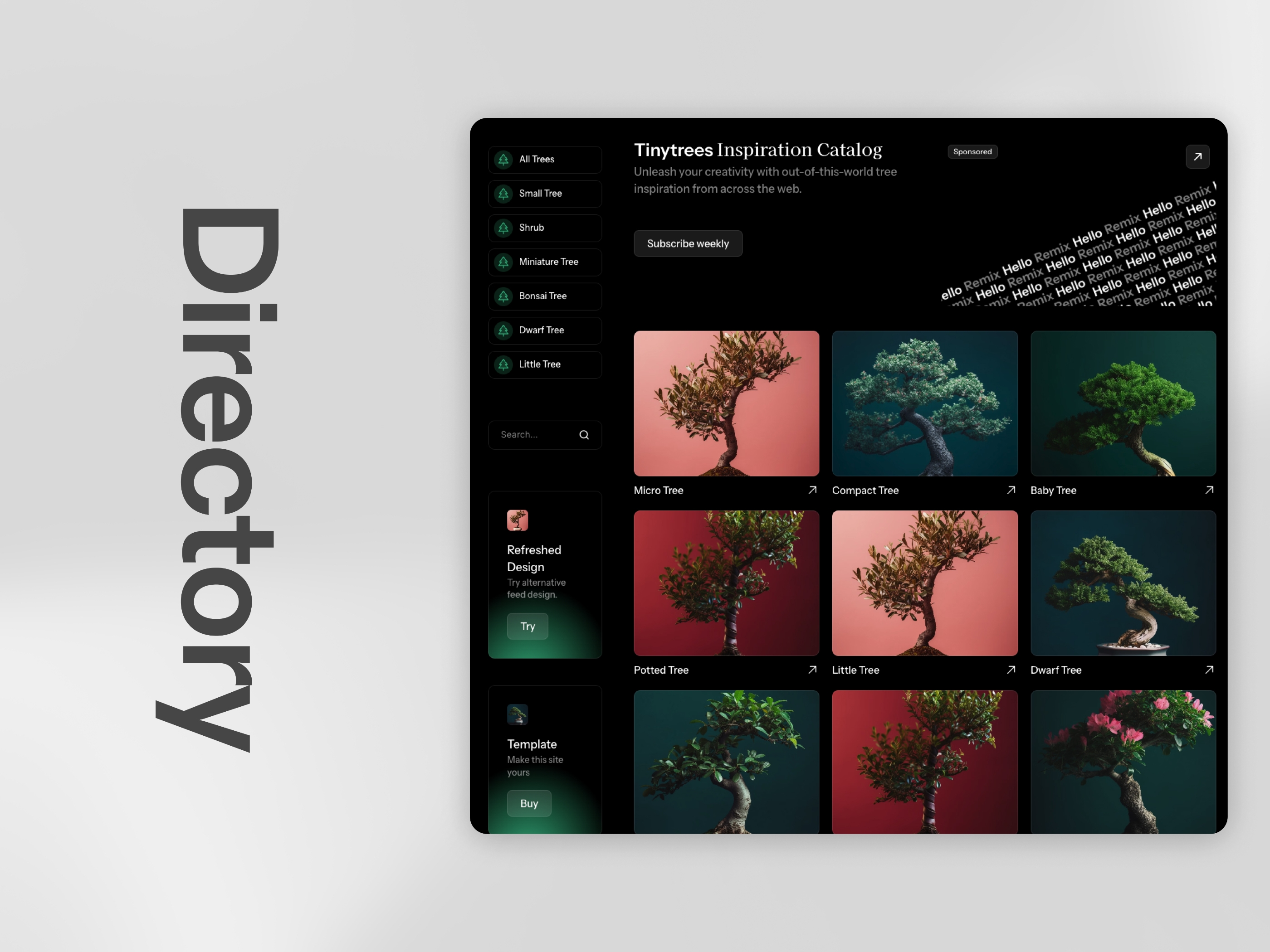 Screenshot of Tiny trees website