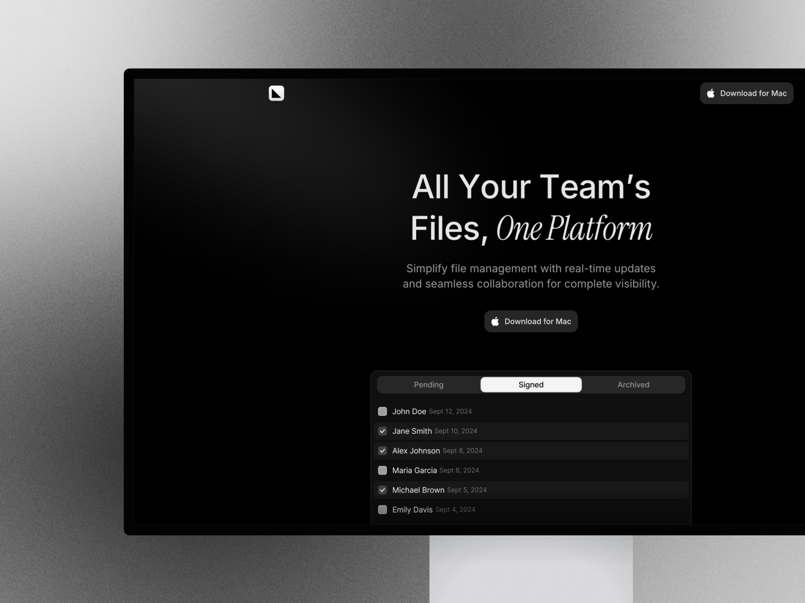 Screenshot of Trace website