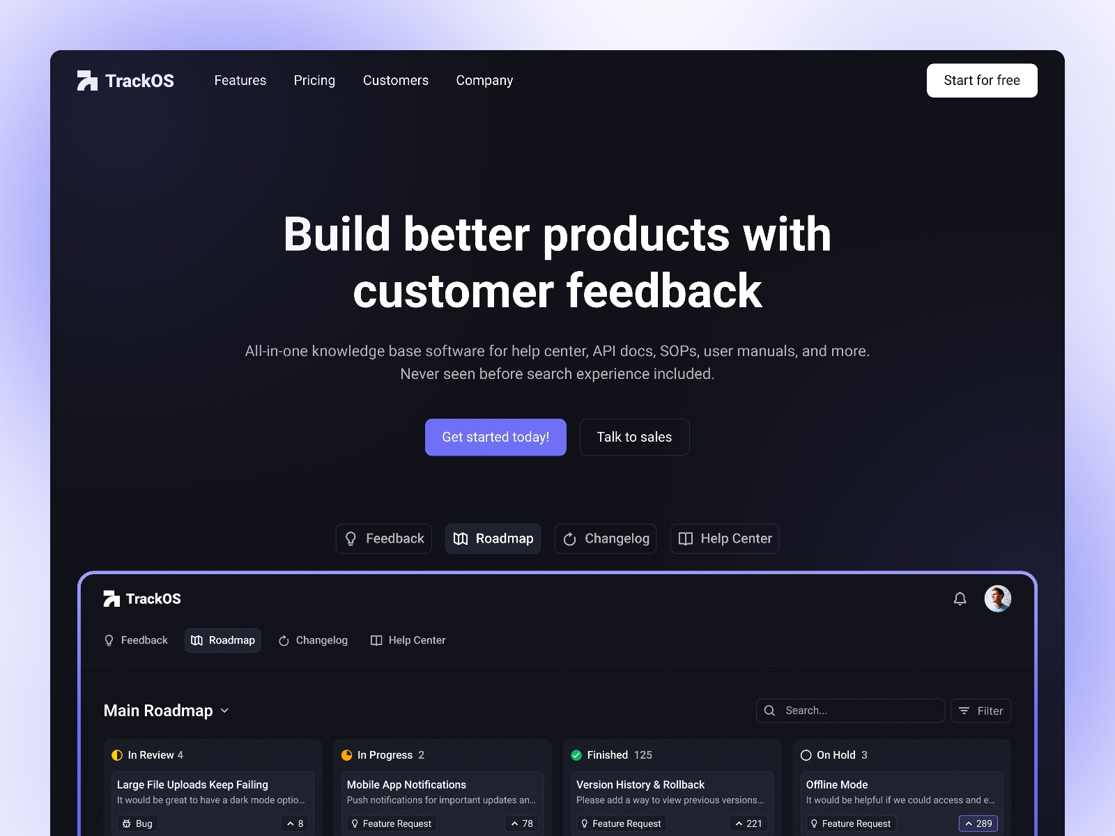 Screenshot of Trackos website