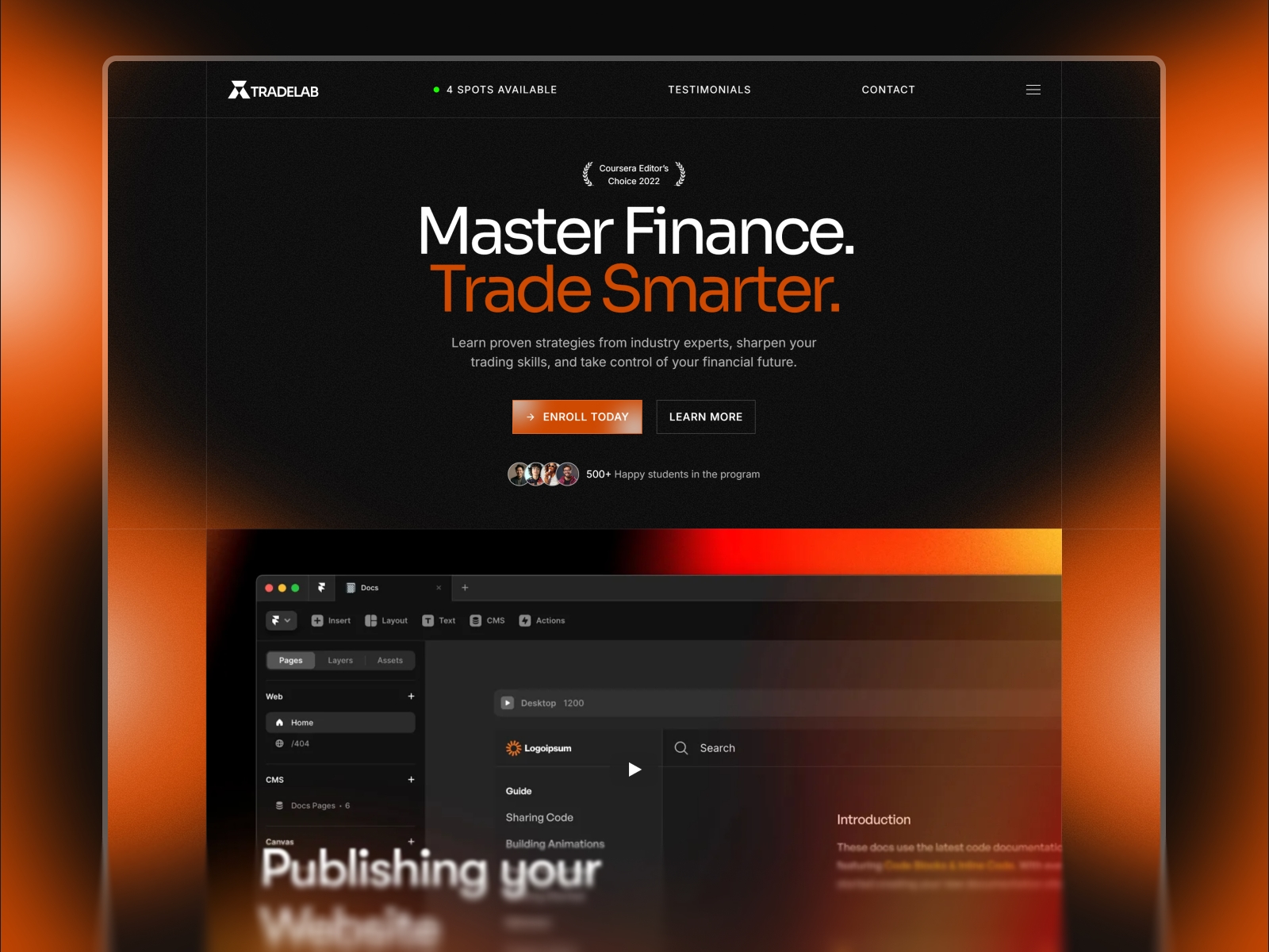 Screenshot of Tradelab website