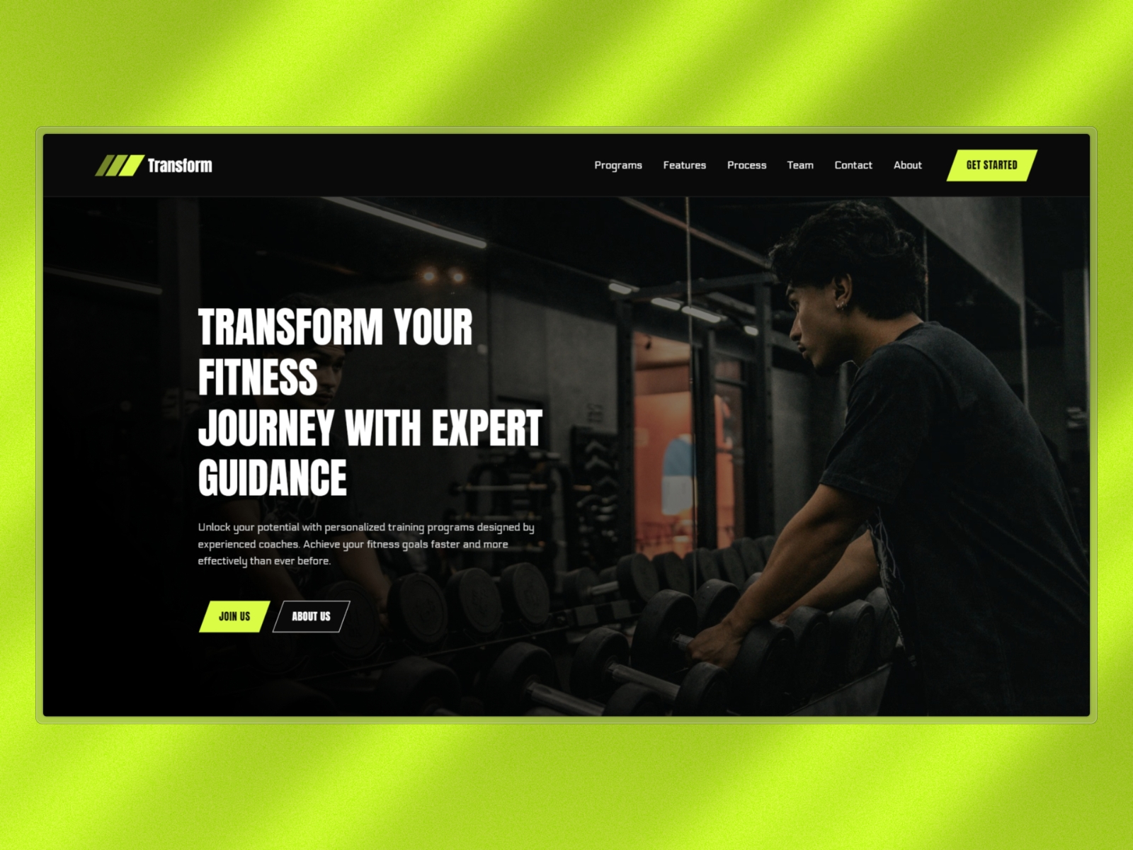Screenshot of Transform website