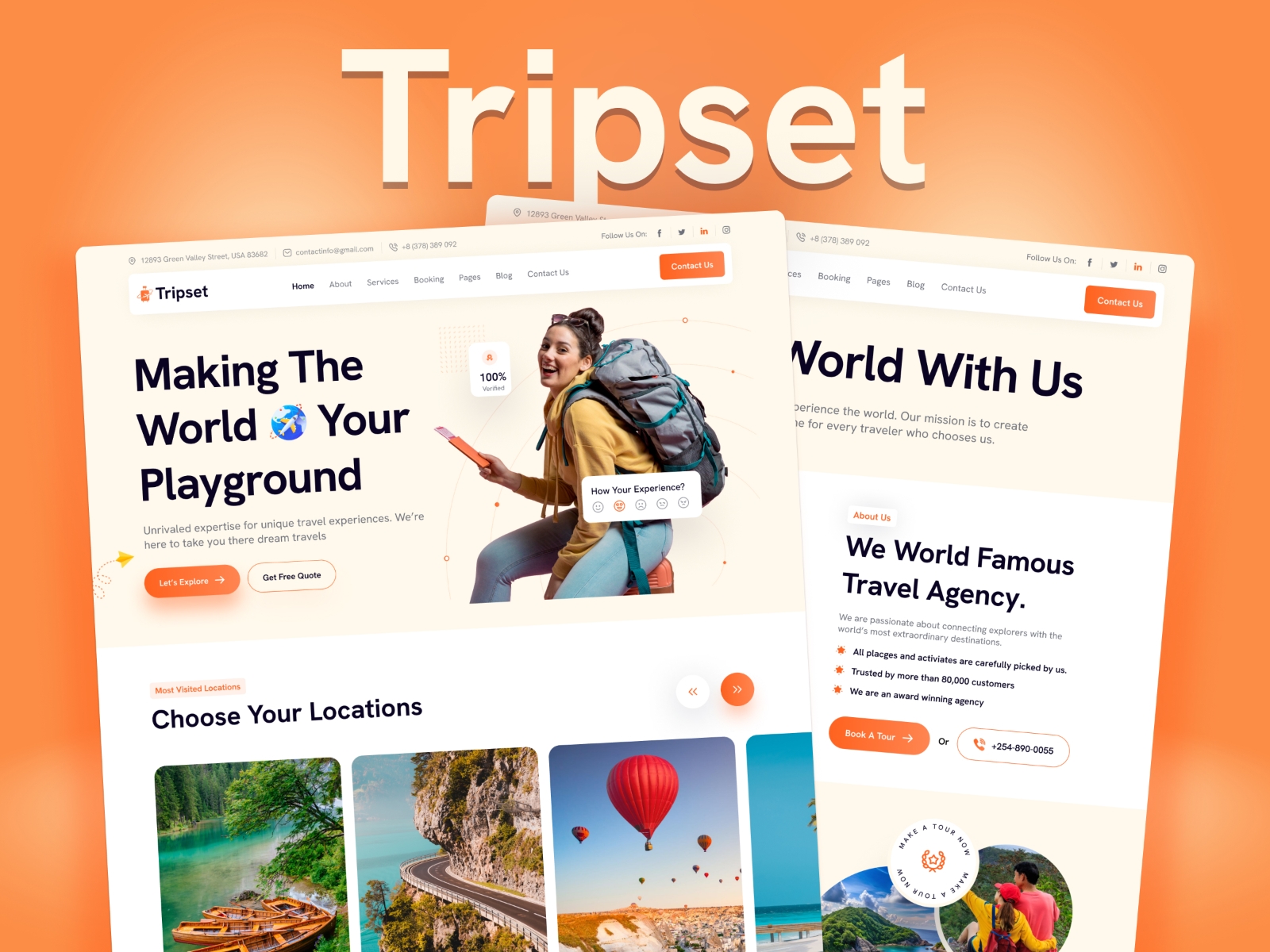 Screenshot of Tripset website