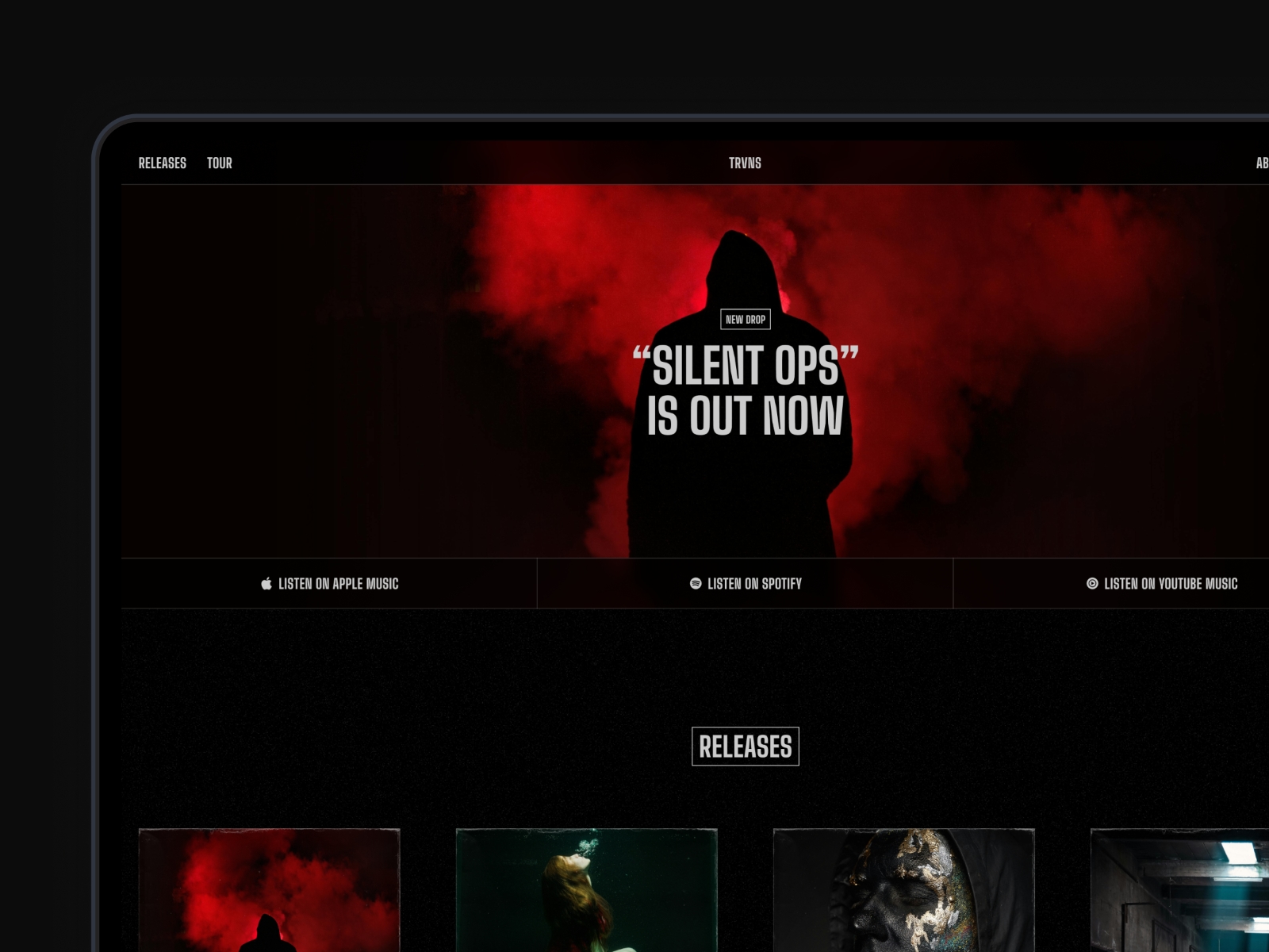 Screenshot of Trvns website