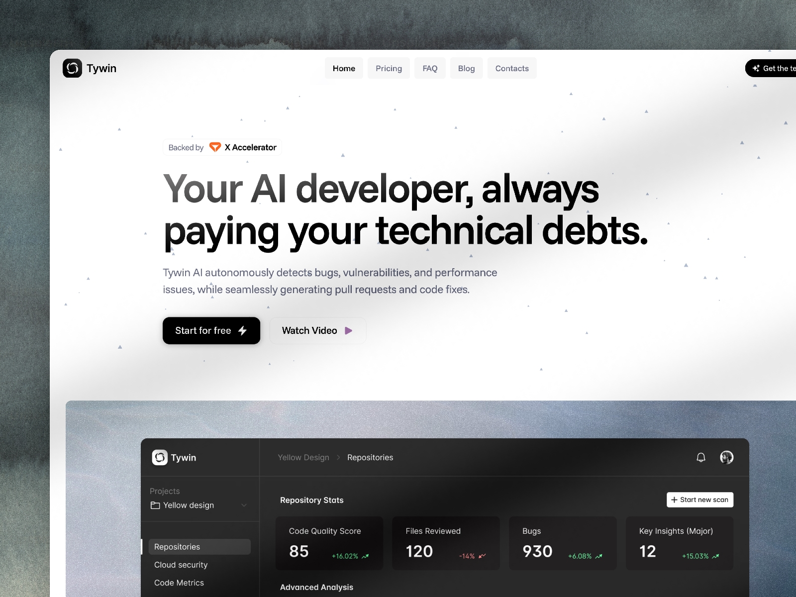 Screenshot of Tywin website