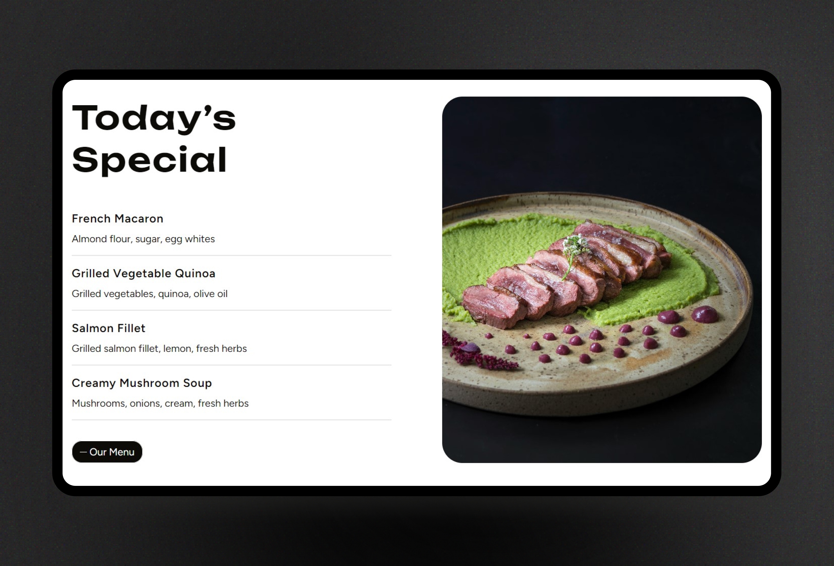Screenshot 2 of Umamia restaurant framer template