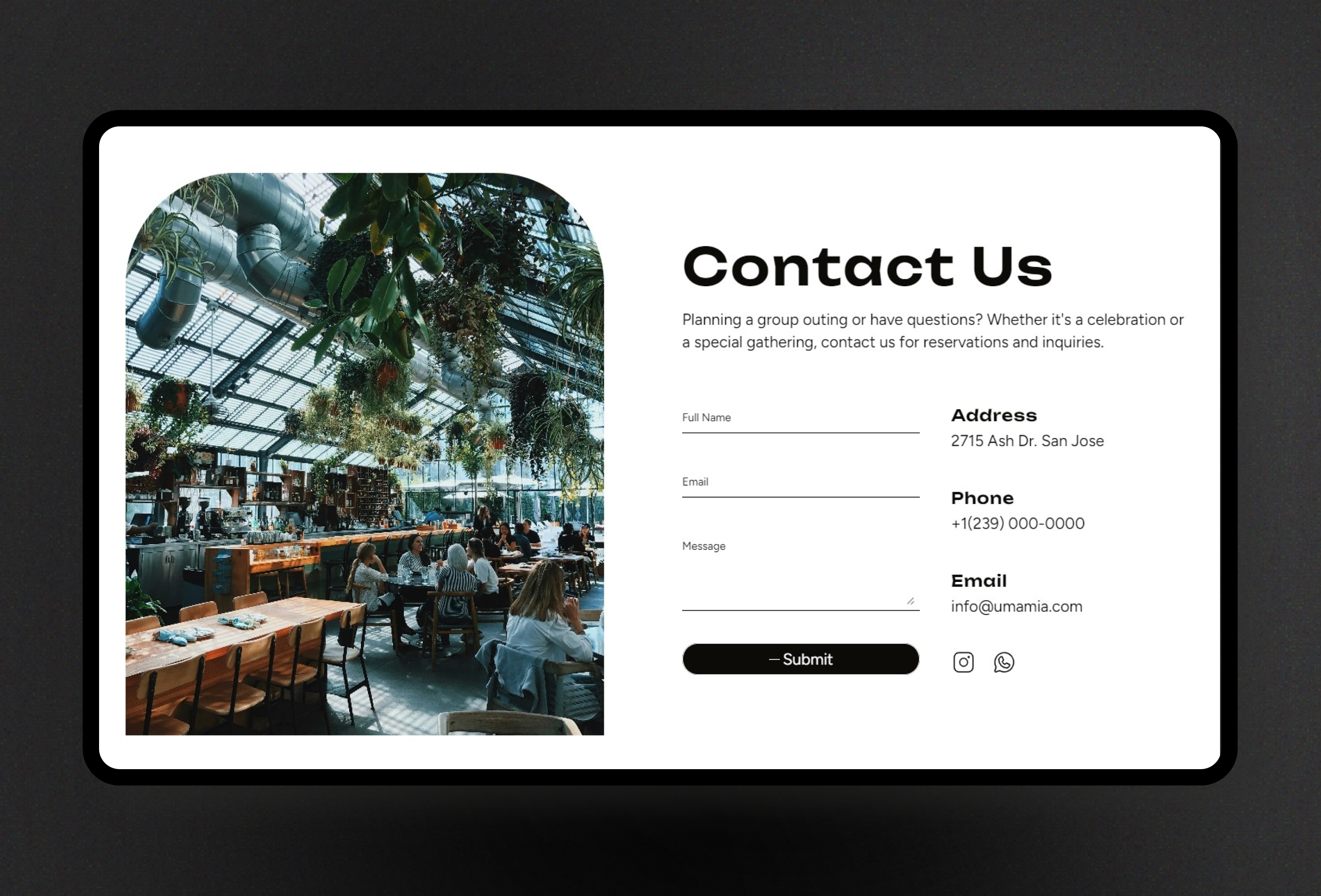 Screenshot 4 of Umamia restaurant framer template