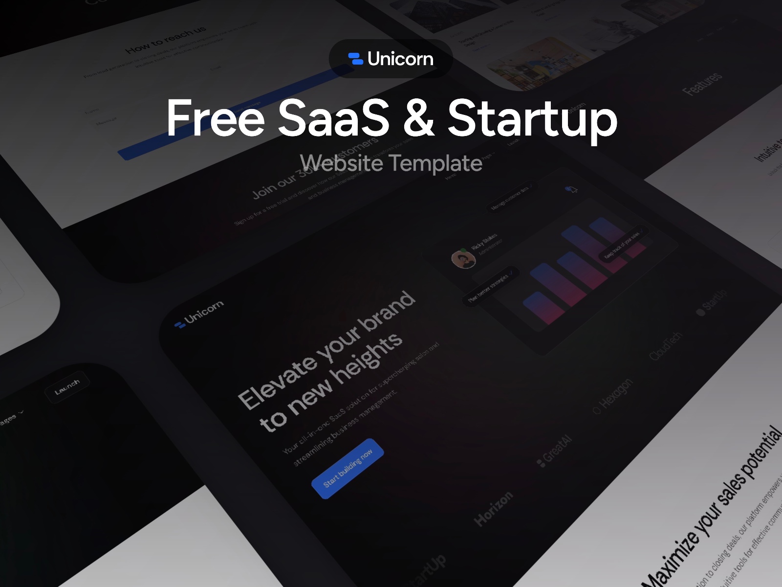 Screenshot of Unicorn startup website template website