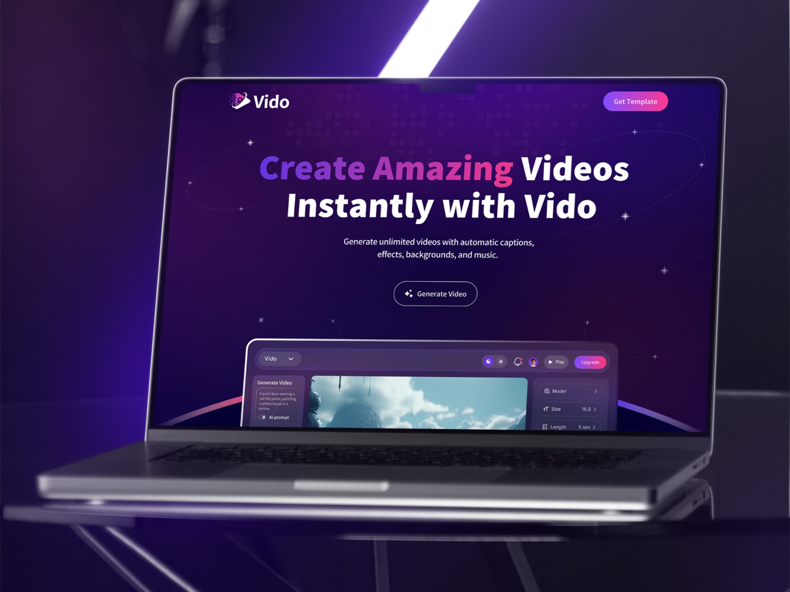 Screenshot of Vido website