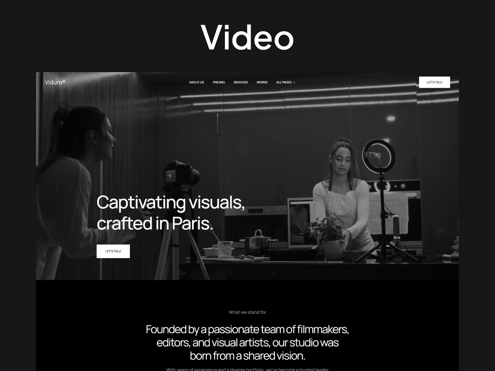 Screenshot of Vidure website