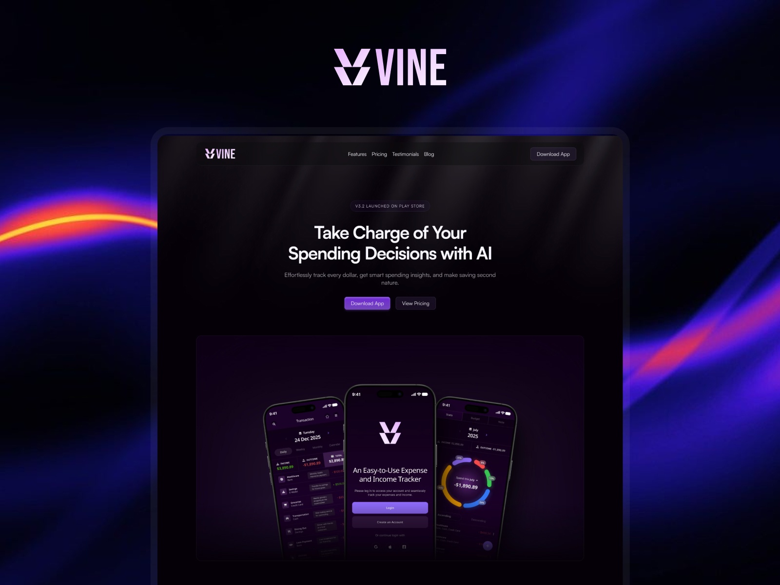 Screenshot of Vine website
