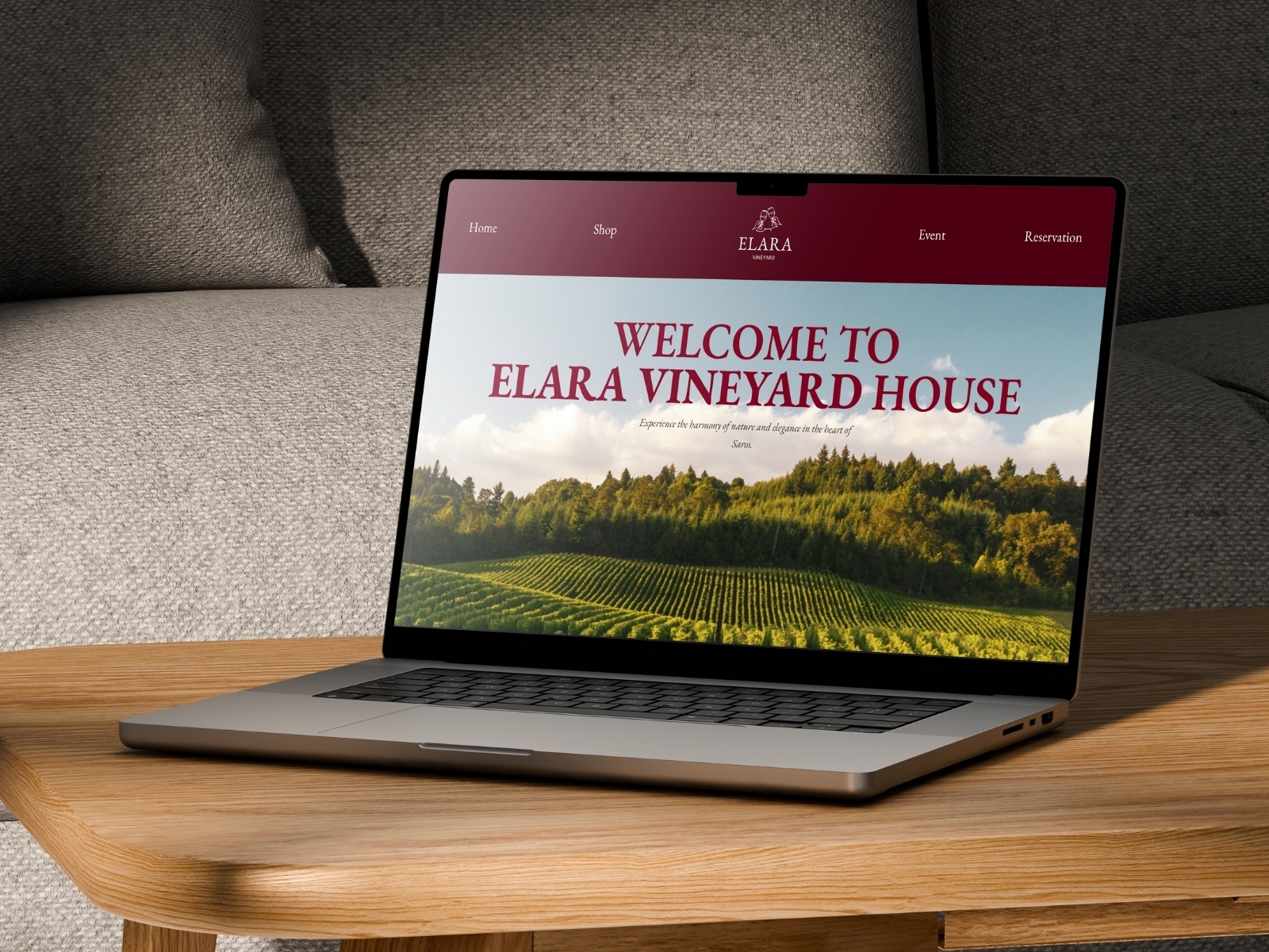 Screenshot of Vineyard website