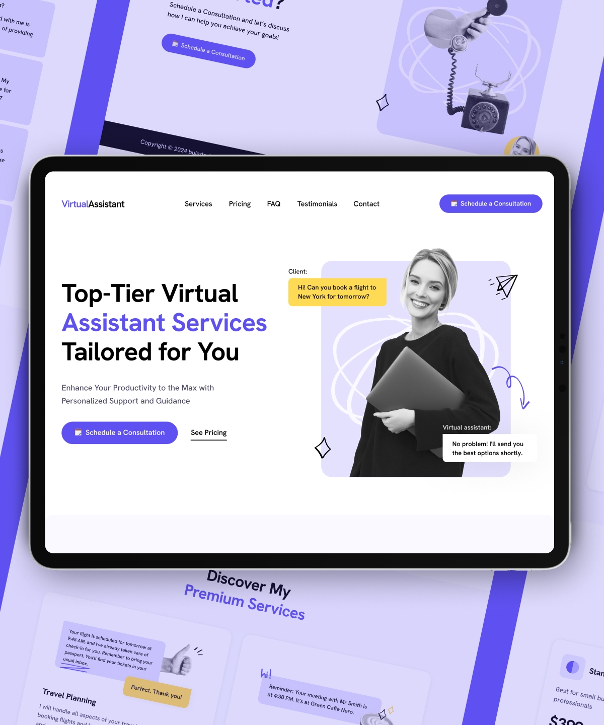 Screenshot of Virtual assistant website website