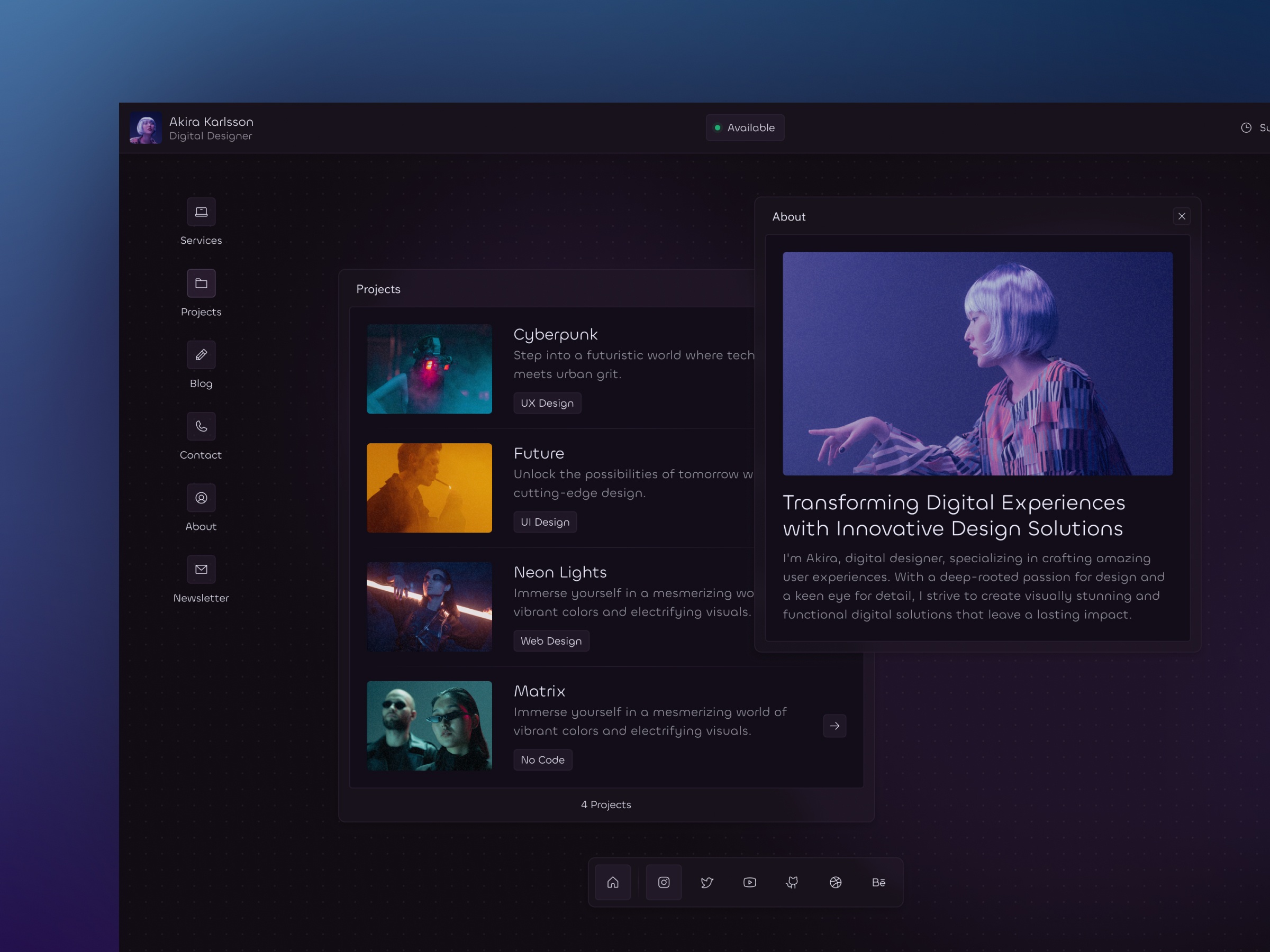 Screenshot of Vision website