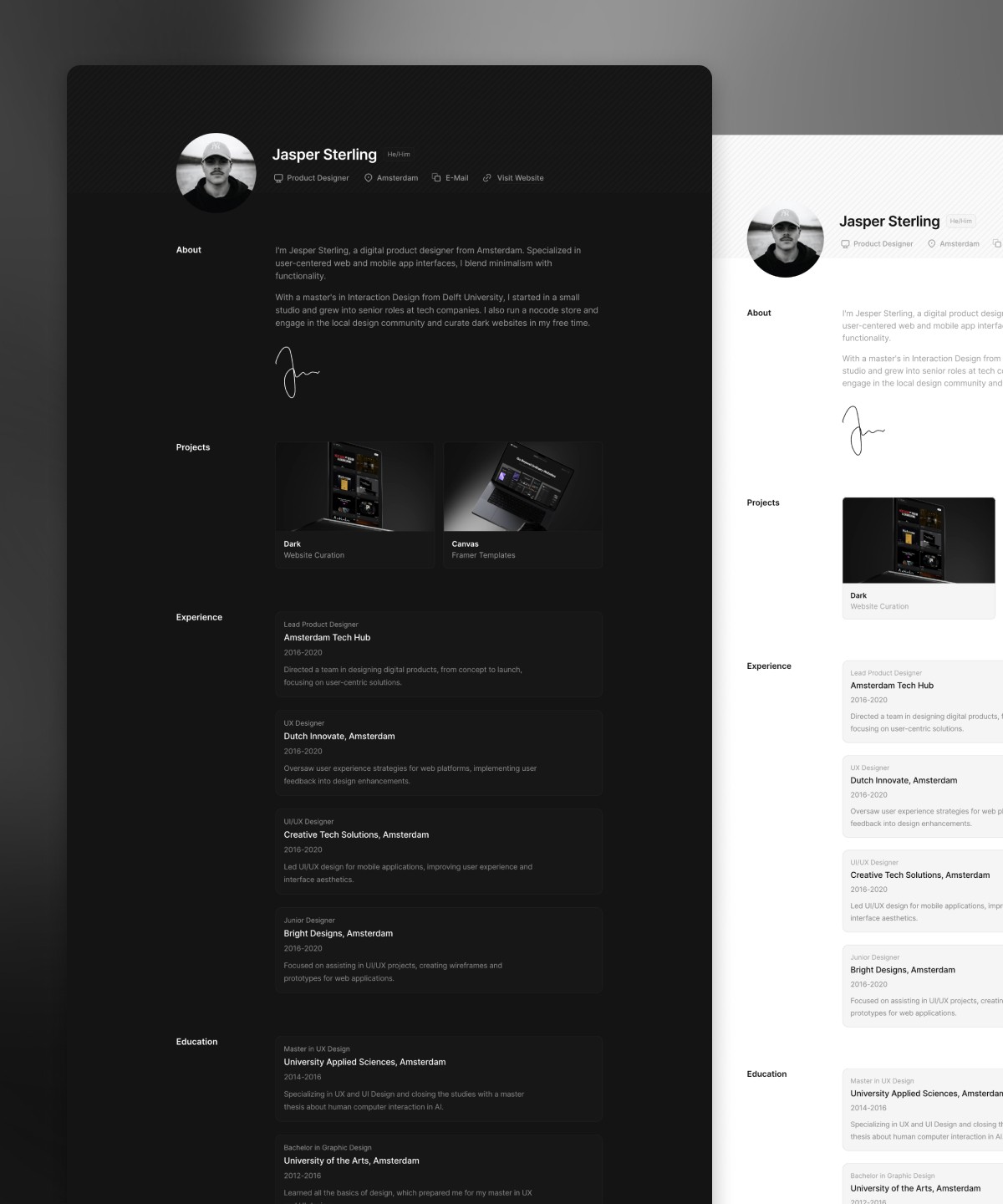 Screenshot of Vitae website