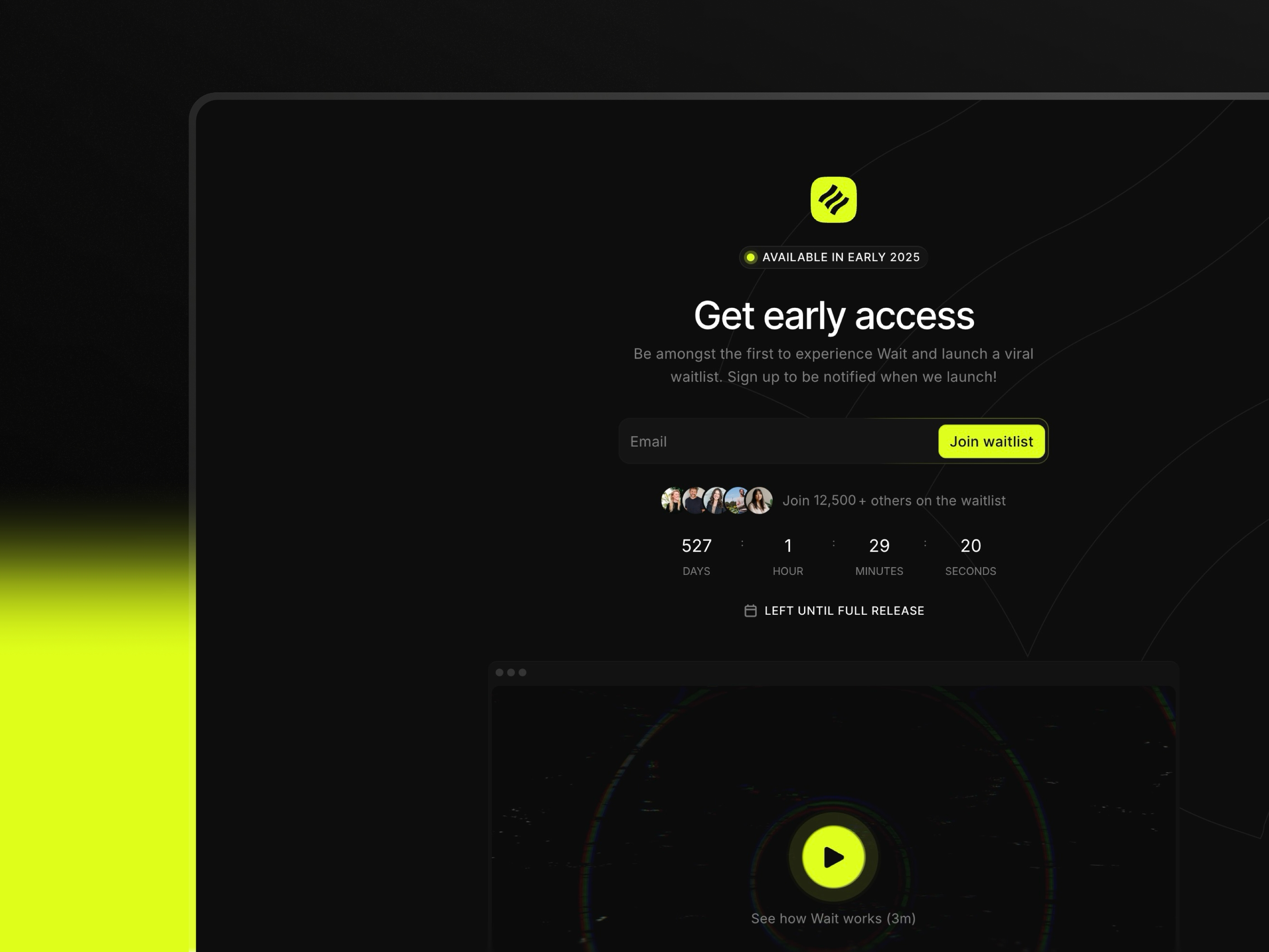 Screenshot of Wait website