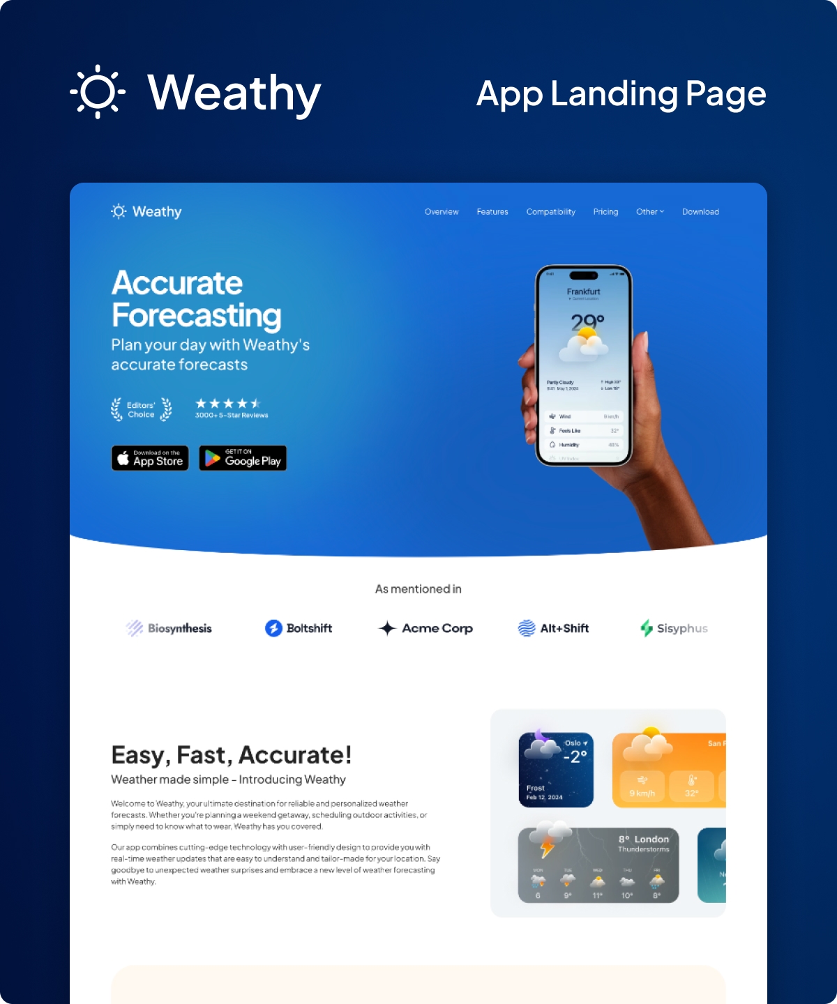 Screenshot of Weathy website