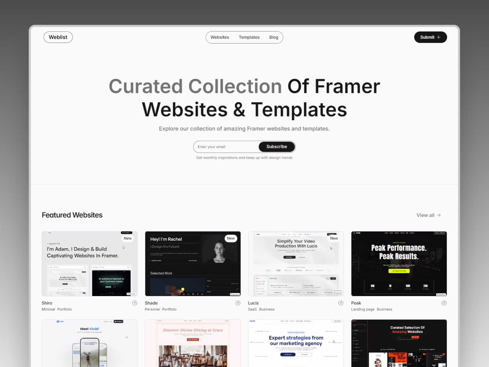 Screenshot of Weblist website