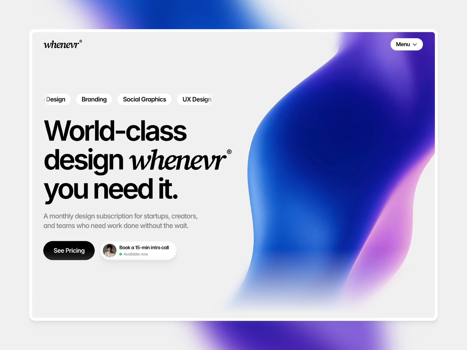 Screenshot of Whenevr website