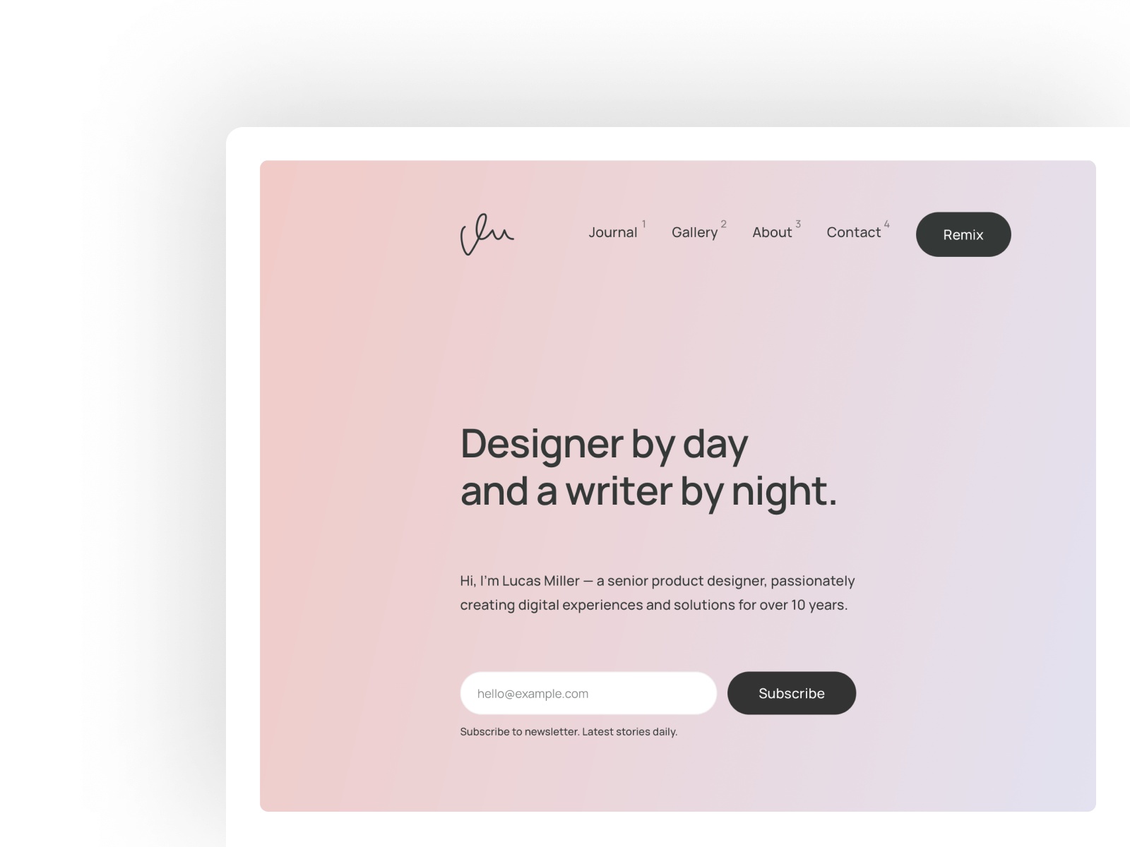 Screenshot of Writeme website