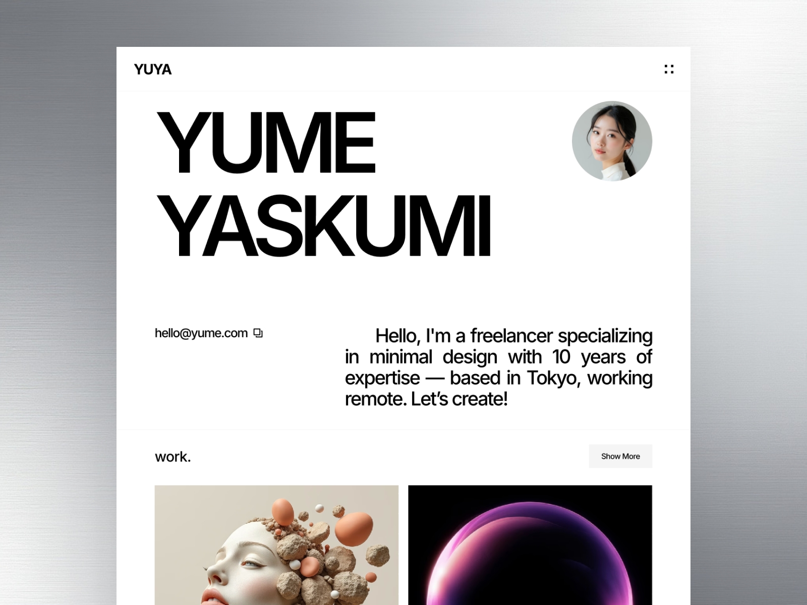 Screenshot of Yuya website