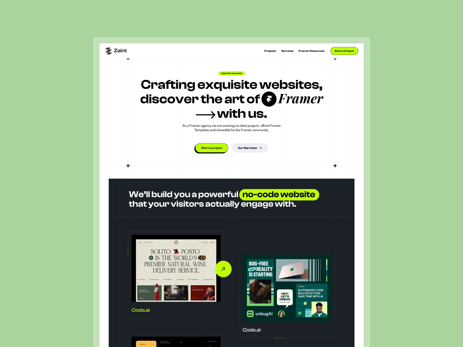 Screenshot of Zaint website