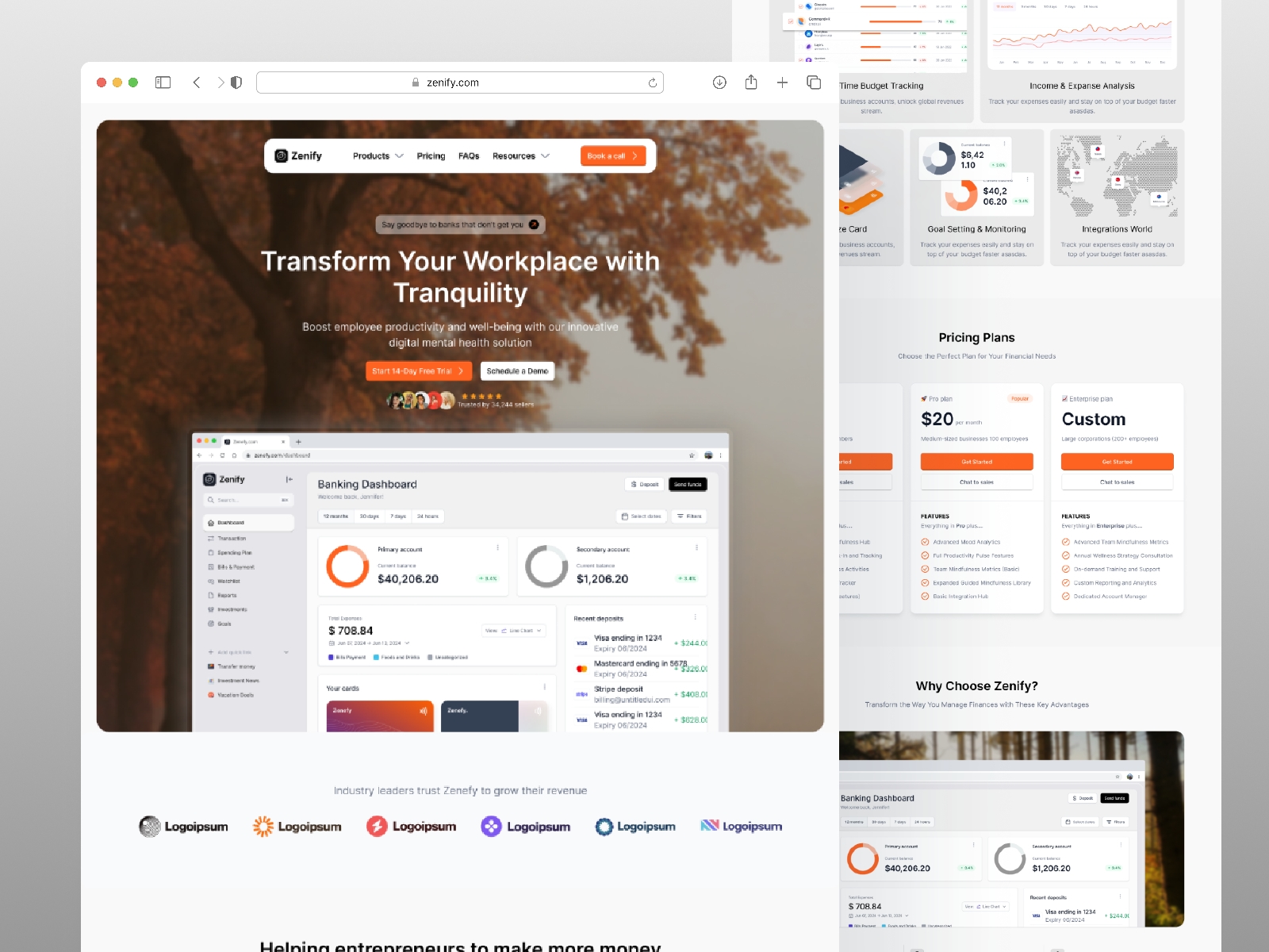 Screenshot of Zenefy website