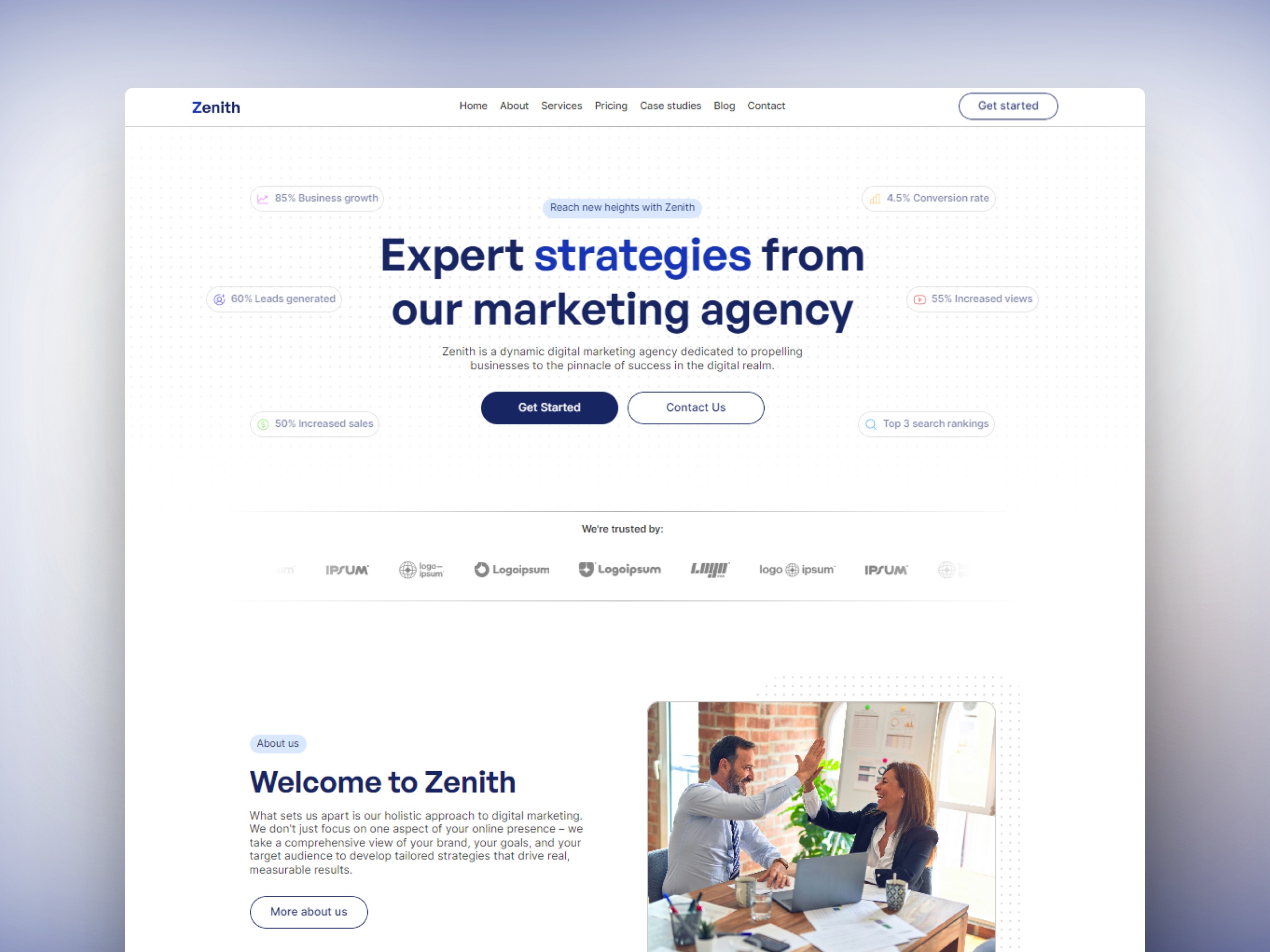 Screenshot of Zenith website