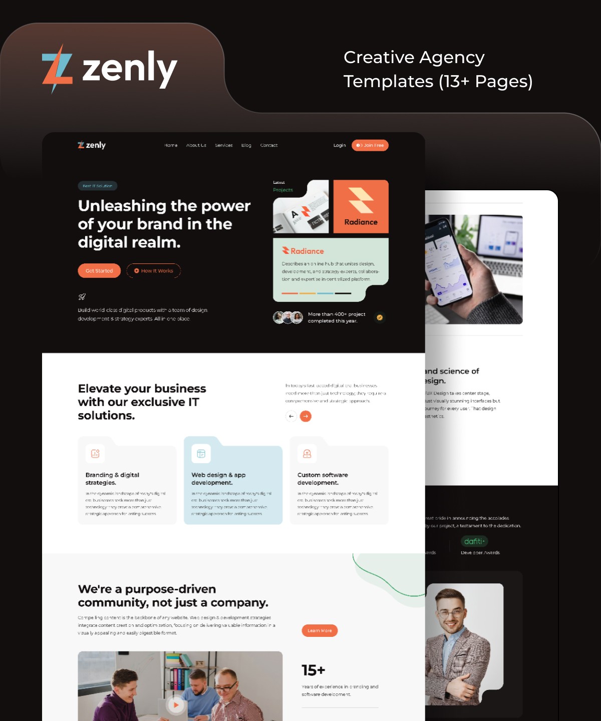 Screenshot of Zenly agency template website