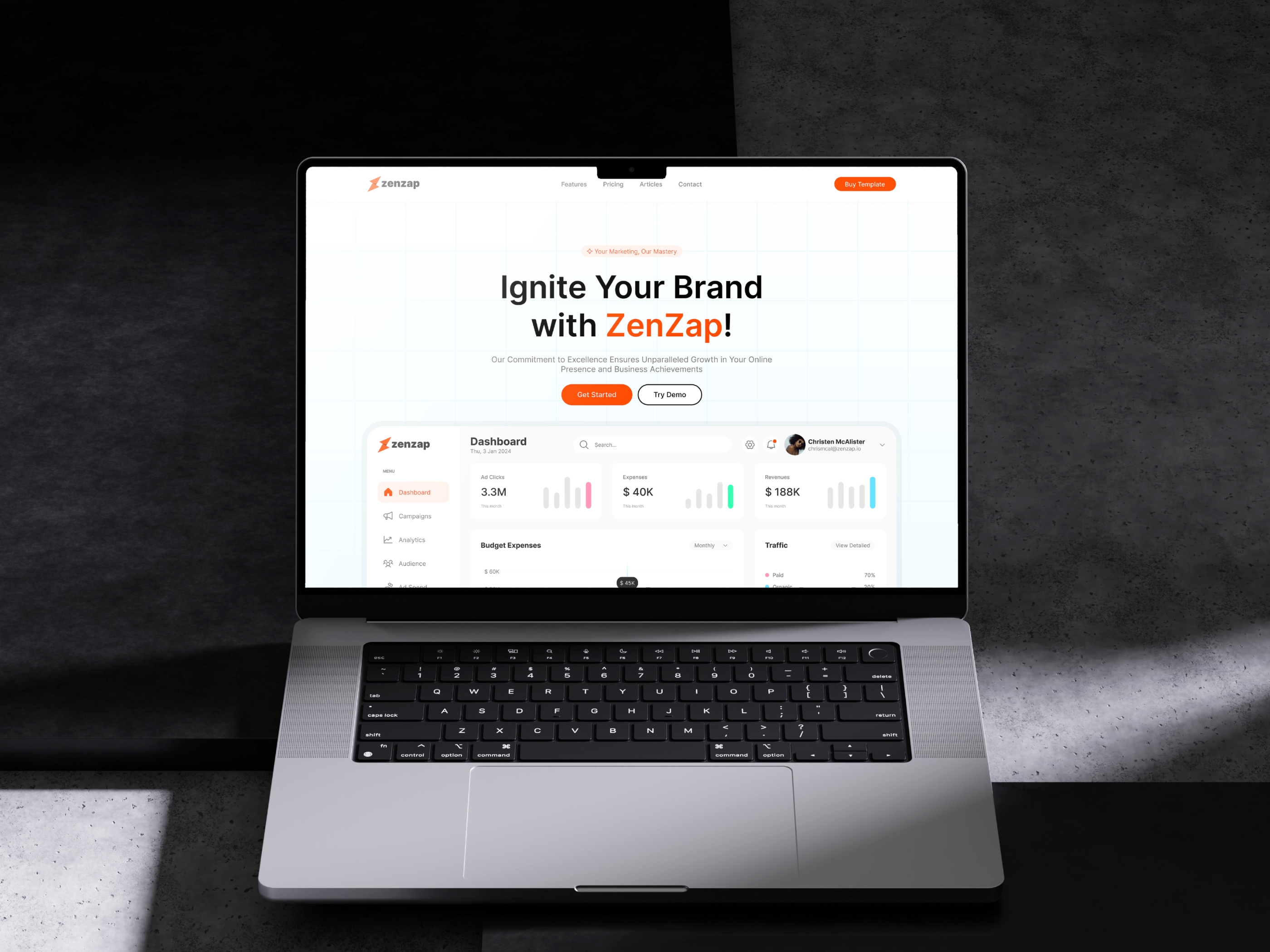 Screenshot of Zenzap website